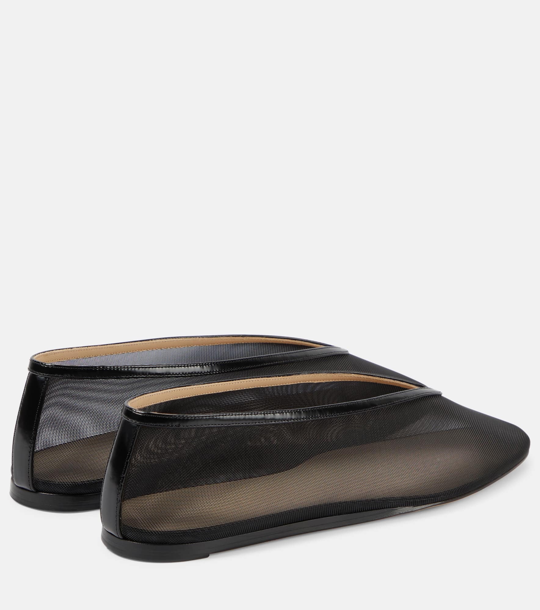 Luna leather-trimmed mesh ballet flats - 3