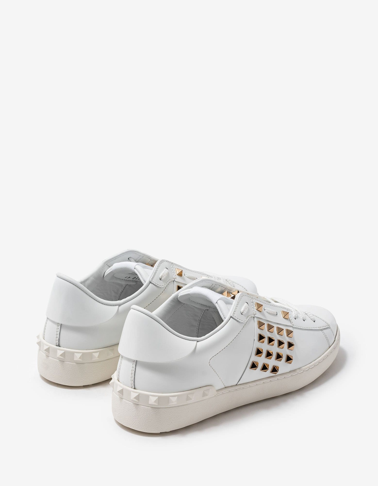 Valentino White & Gold Rockstud Untitled Trainers - 7