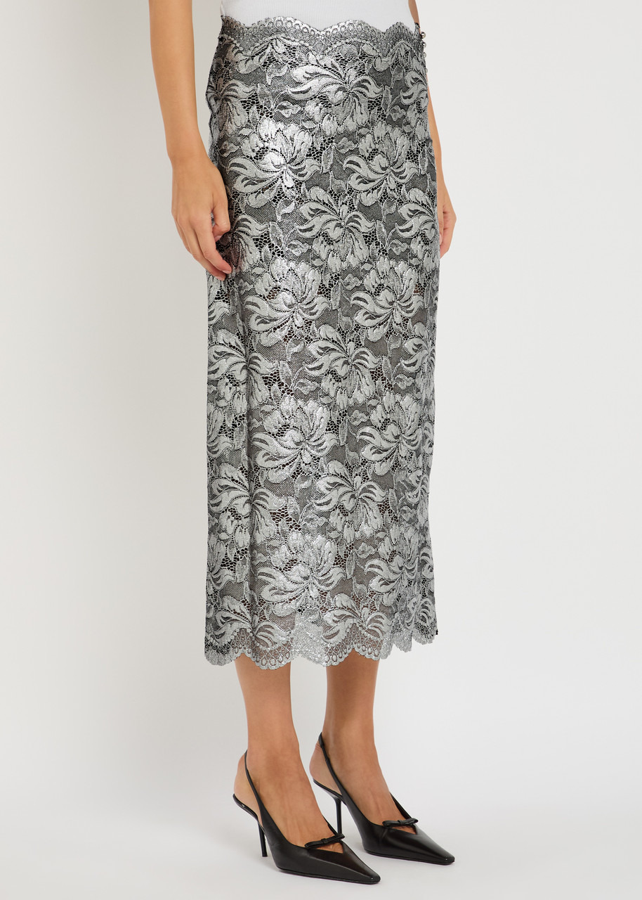 Rabanne Metallic Stretch-guipure Lace Midi Skirt - 2