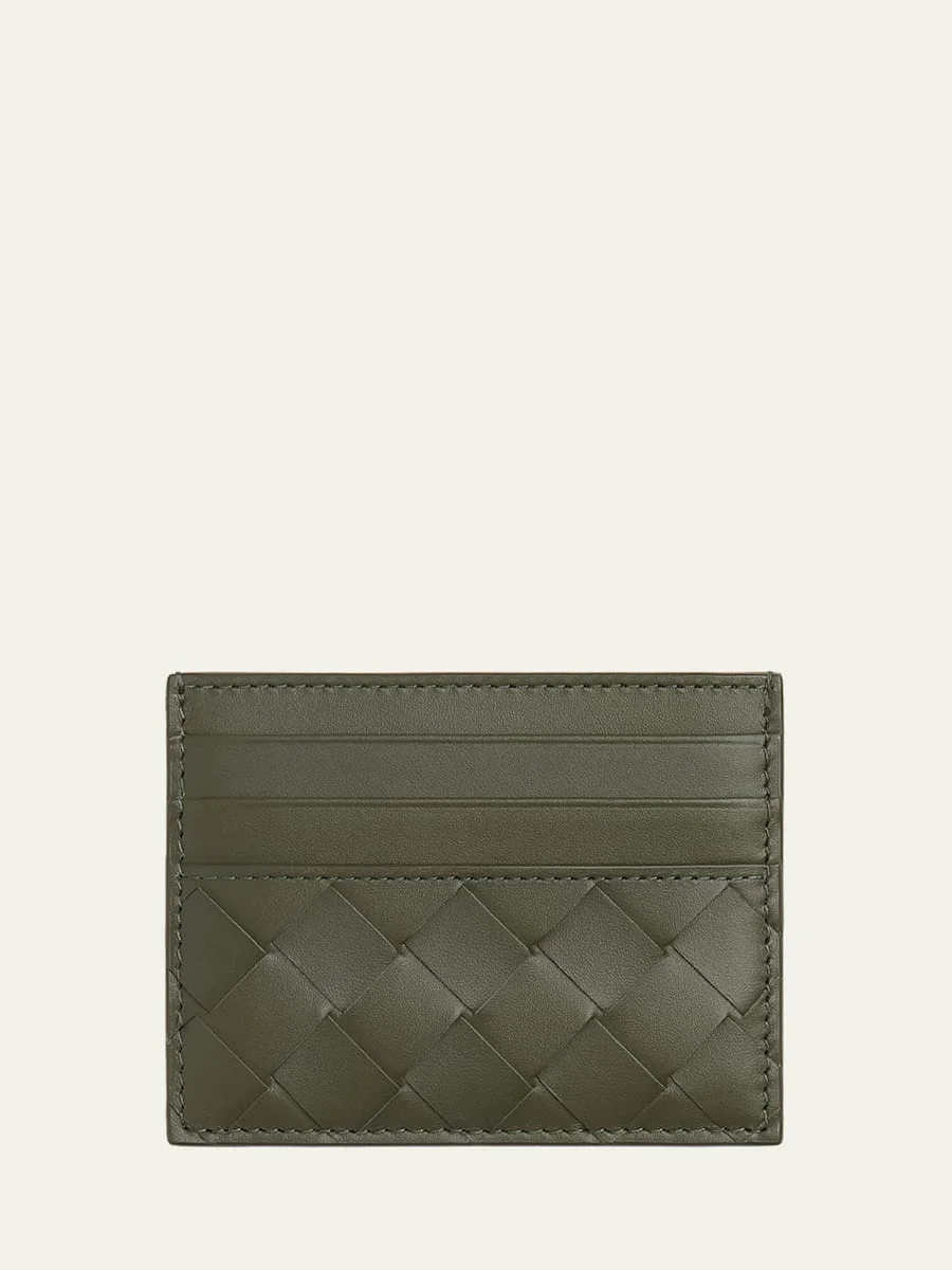 Men's Intrecciato Leather Card Case - 1