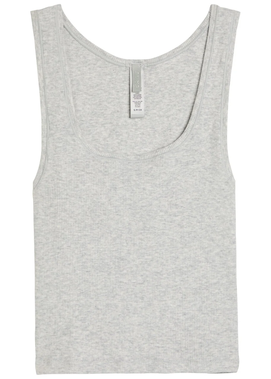 Skims Ribbed Stretch-cotton Tank - 1
