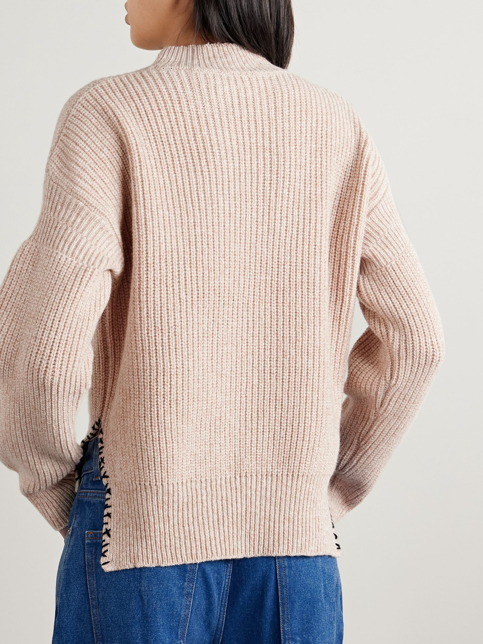 Embroidered wool sweater Beige - 3