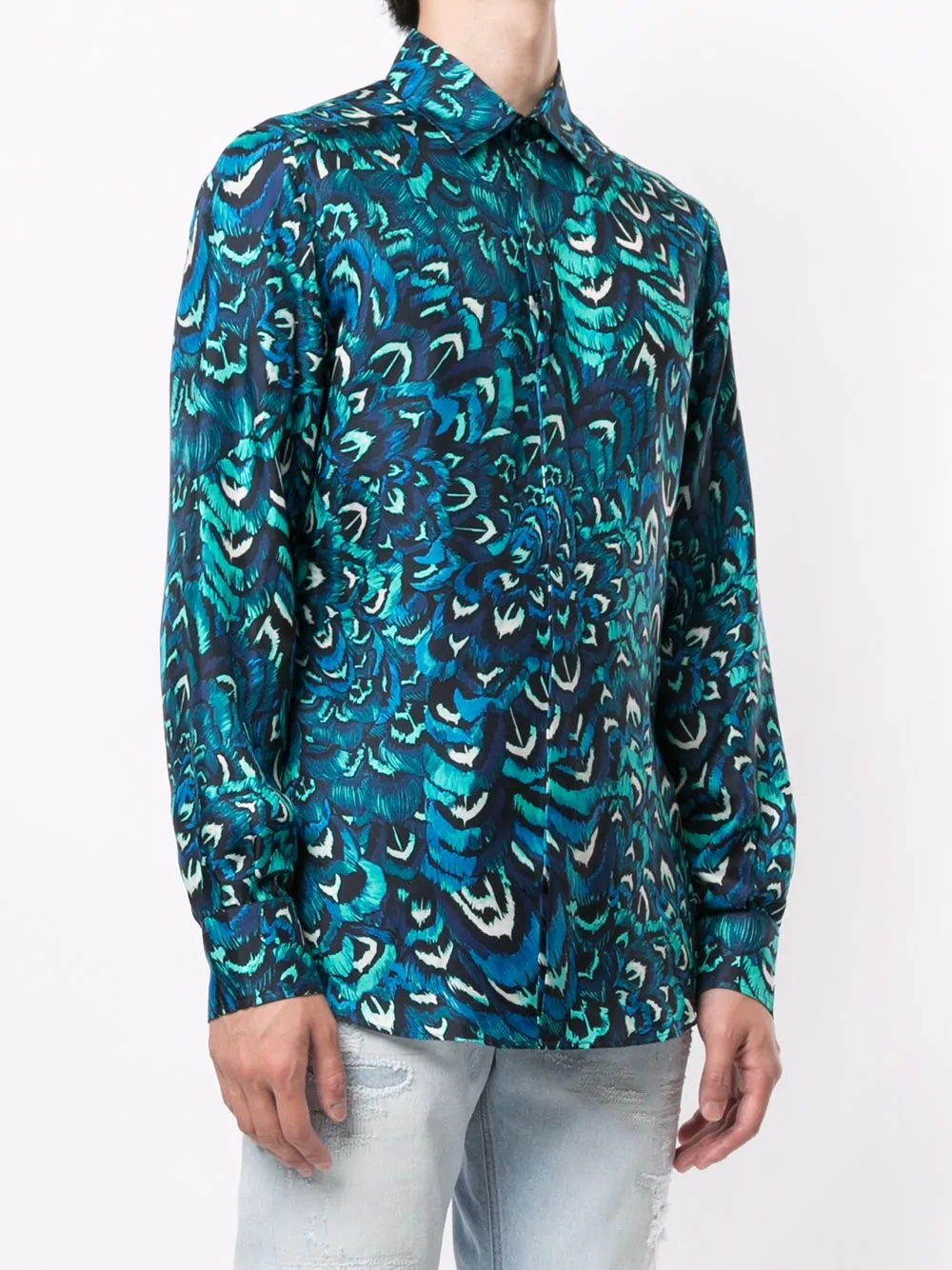 feather print Martini-fit shirt - 3