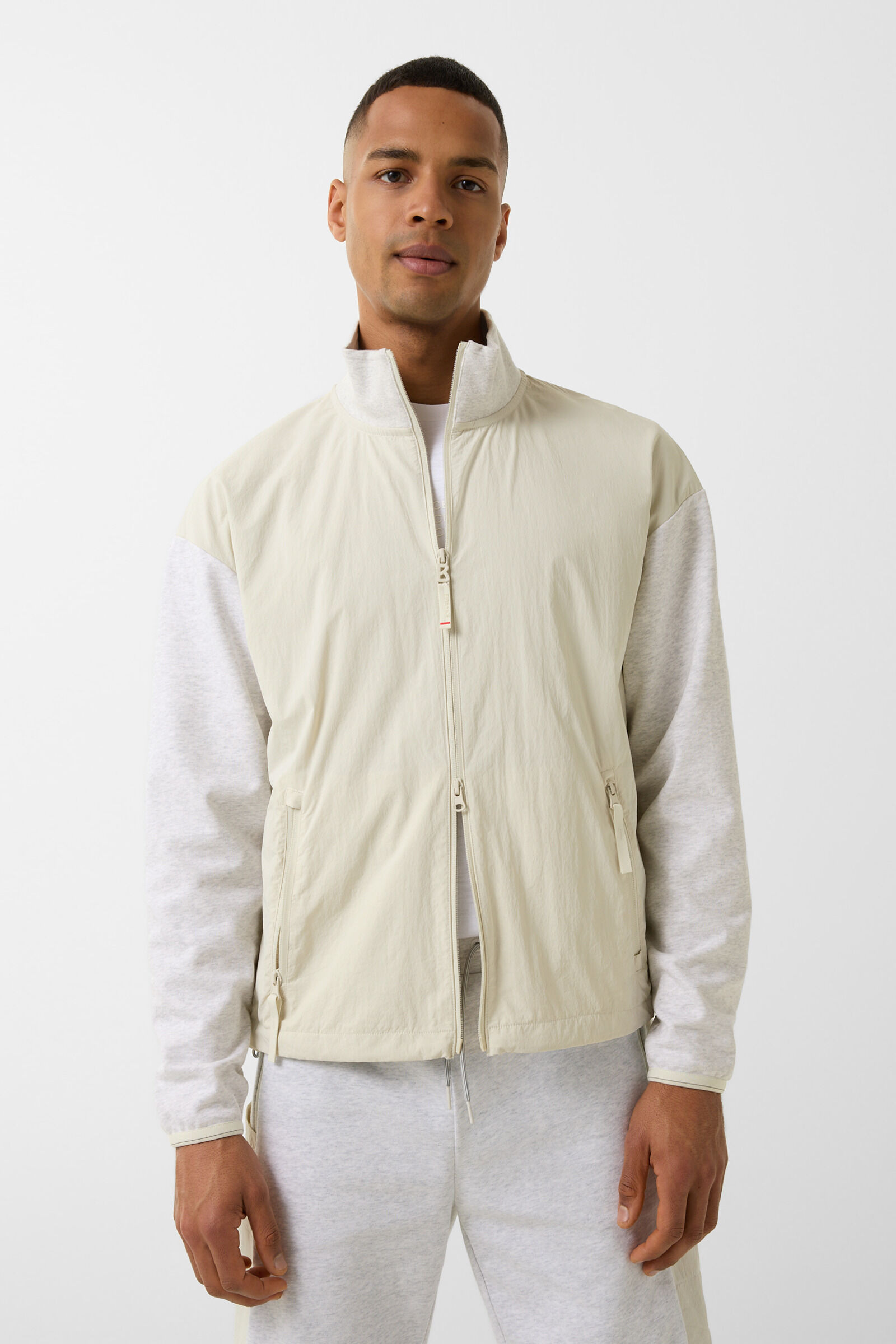 Brody jersey jacket in Sand/light gray - 2