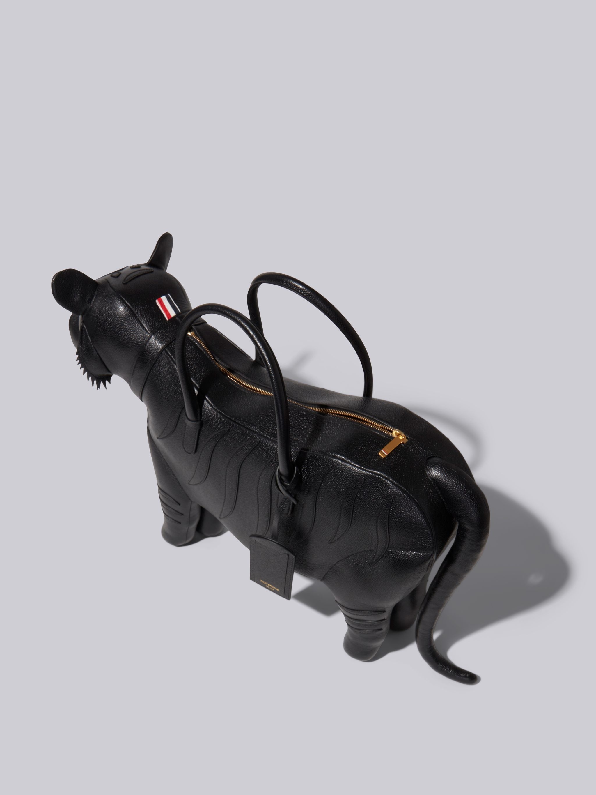Black Pebble Grain Leather Tiger Bag - 5