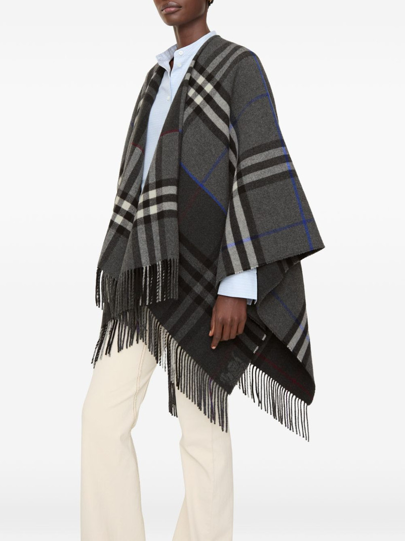 Burberry contrast check cashmere wool cape outlook