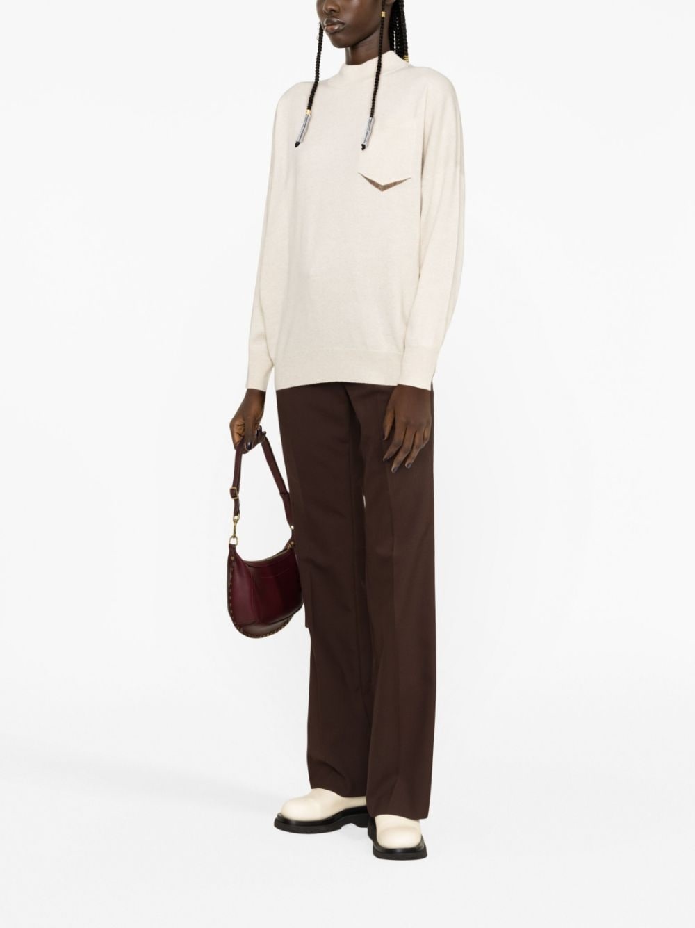 Monili-detail cashmere jumper - 3