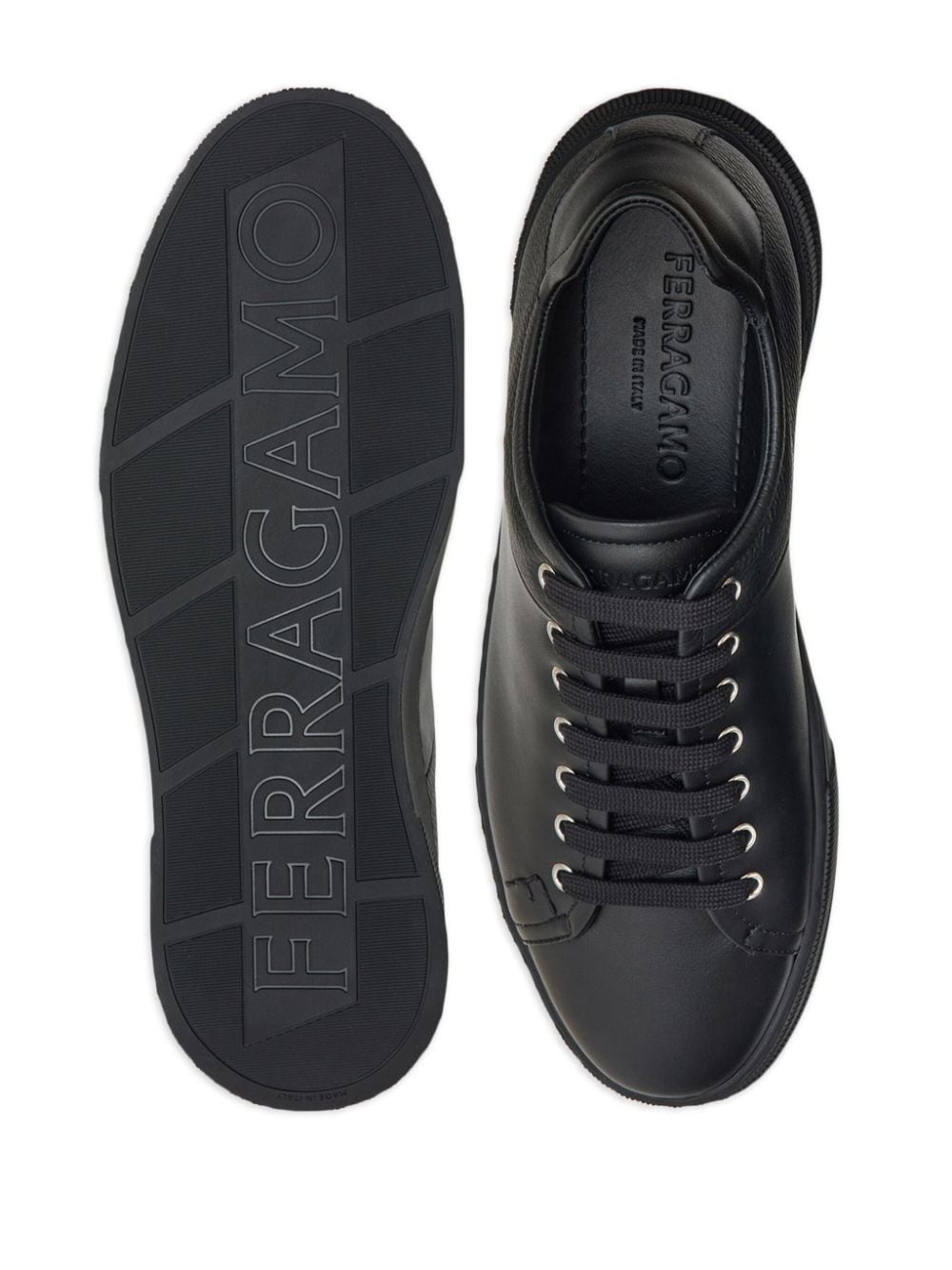 panelled leather sneakers - 5