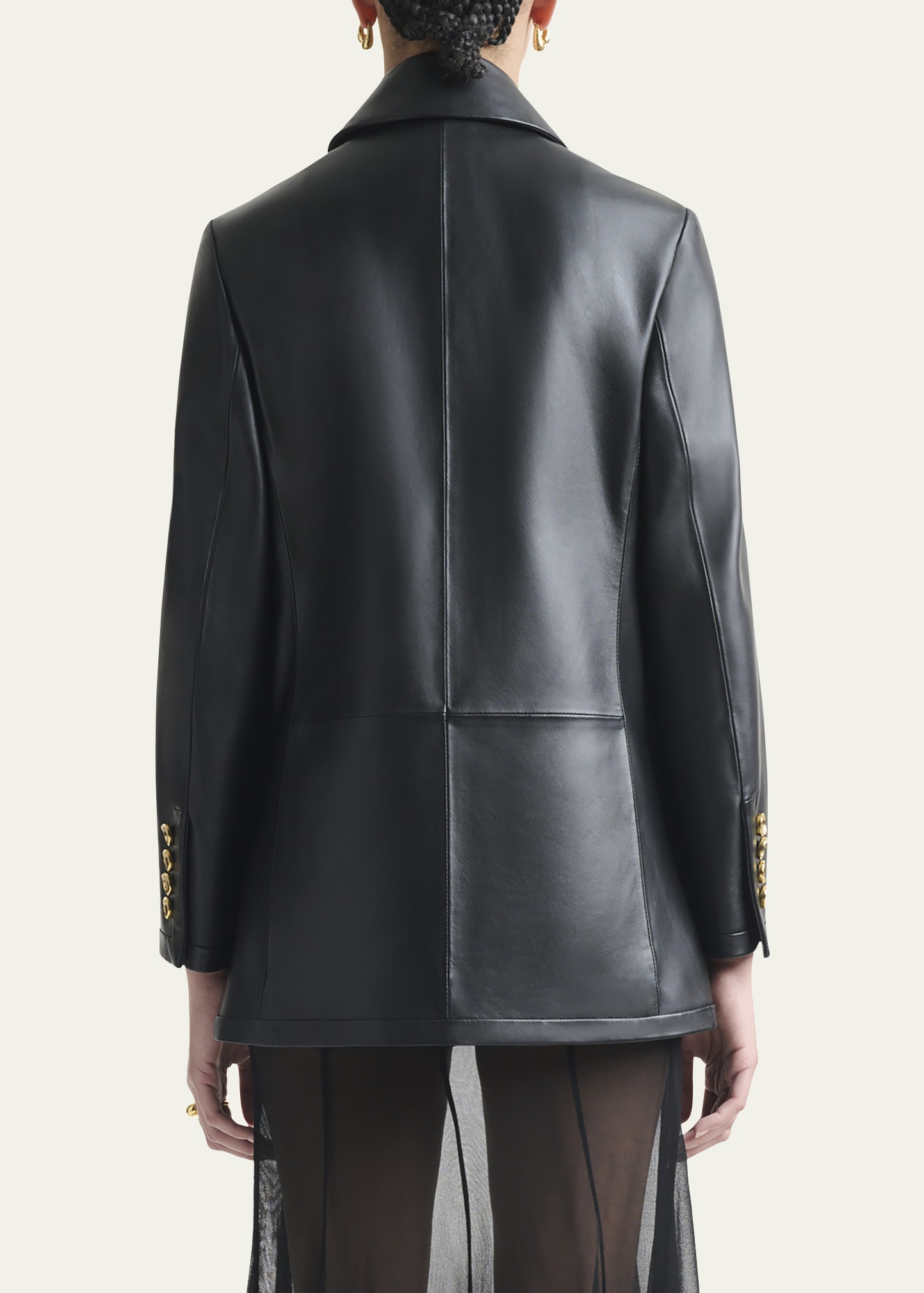 Leni Leather Single-Breasted Coat - 3