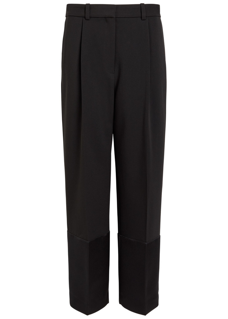 Tory Burch Satin Cuffs Cropped Crepe Trousers 1