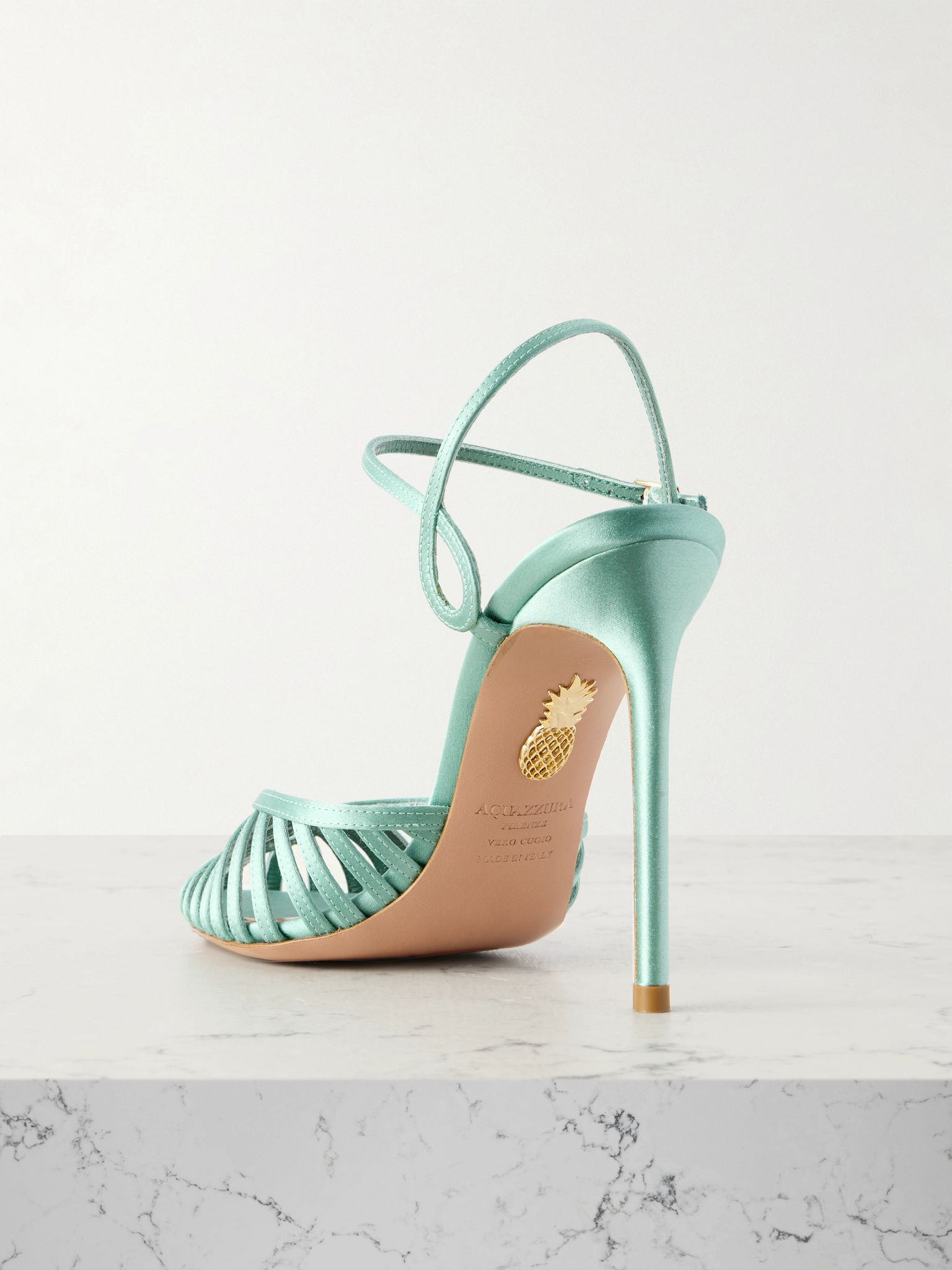 Sweet Surrender 105 cutout satin pumps Turquoise - 3