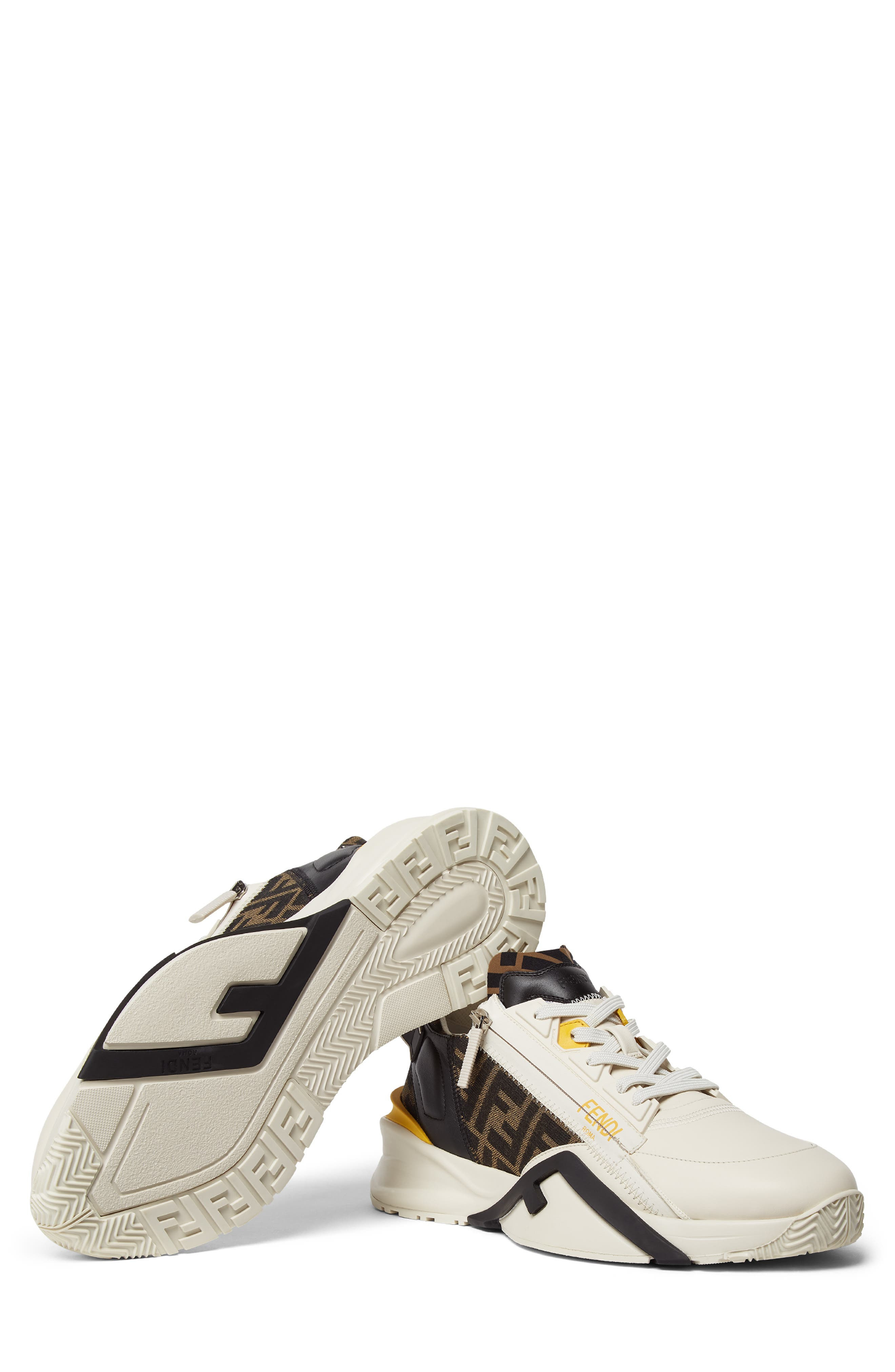 Fendi Flow Logo Low Top Sneaker in White/Yellow at Nordstrom - 6