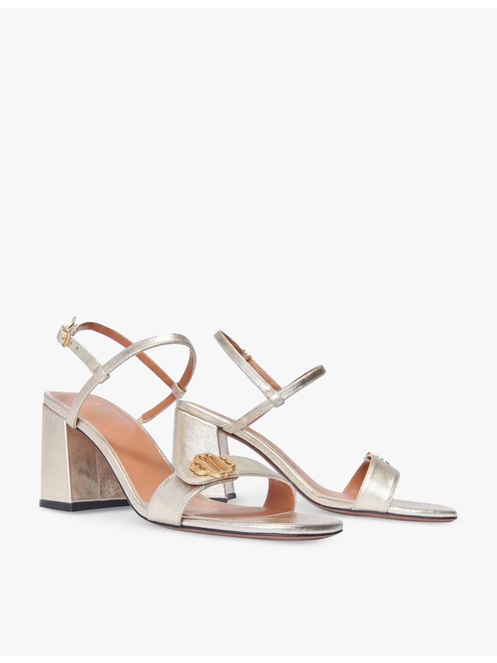 Logo-badge block-heel leather sandals - 2