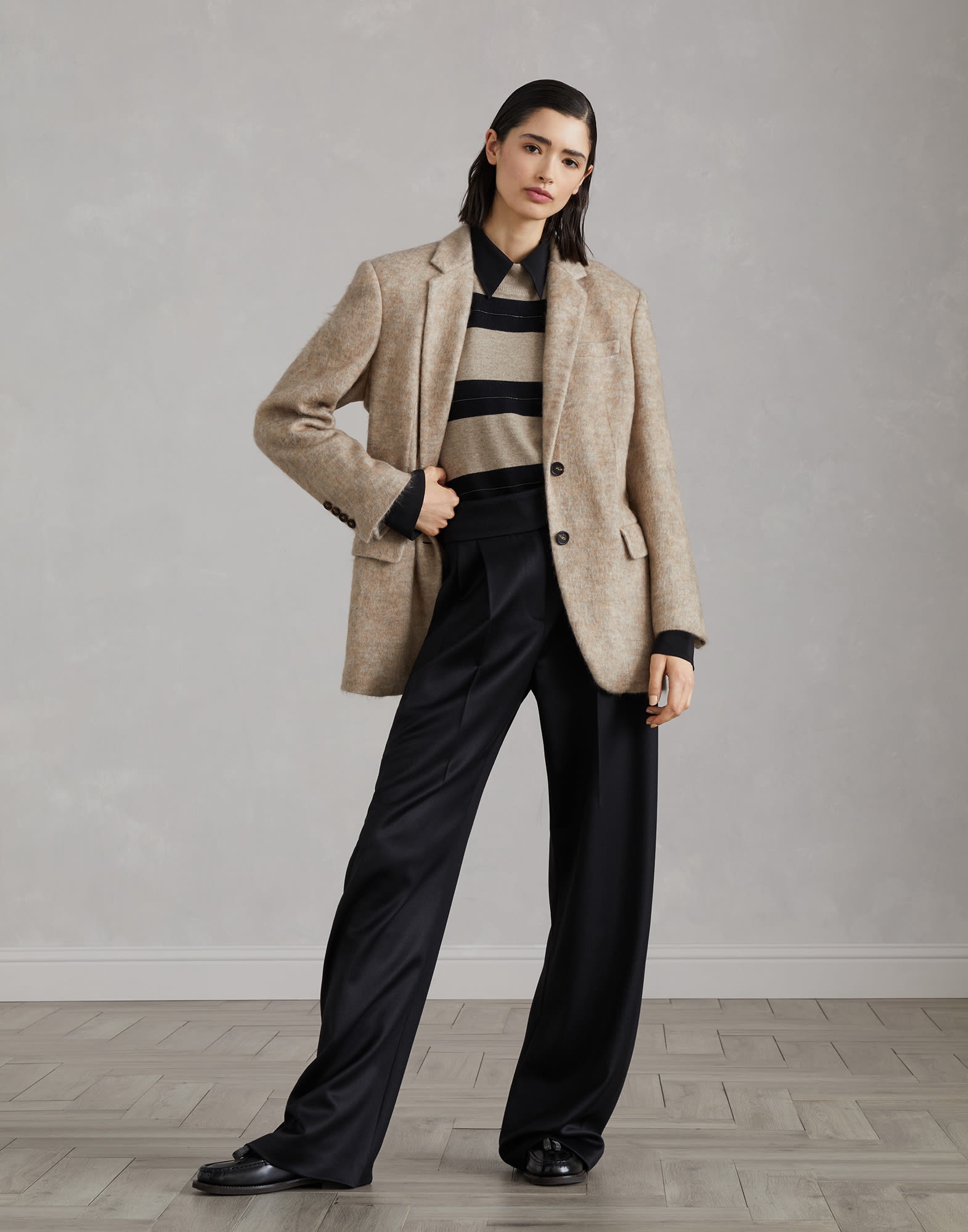 Mohair, wool and cashmere knit blazer with monili - 5