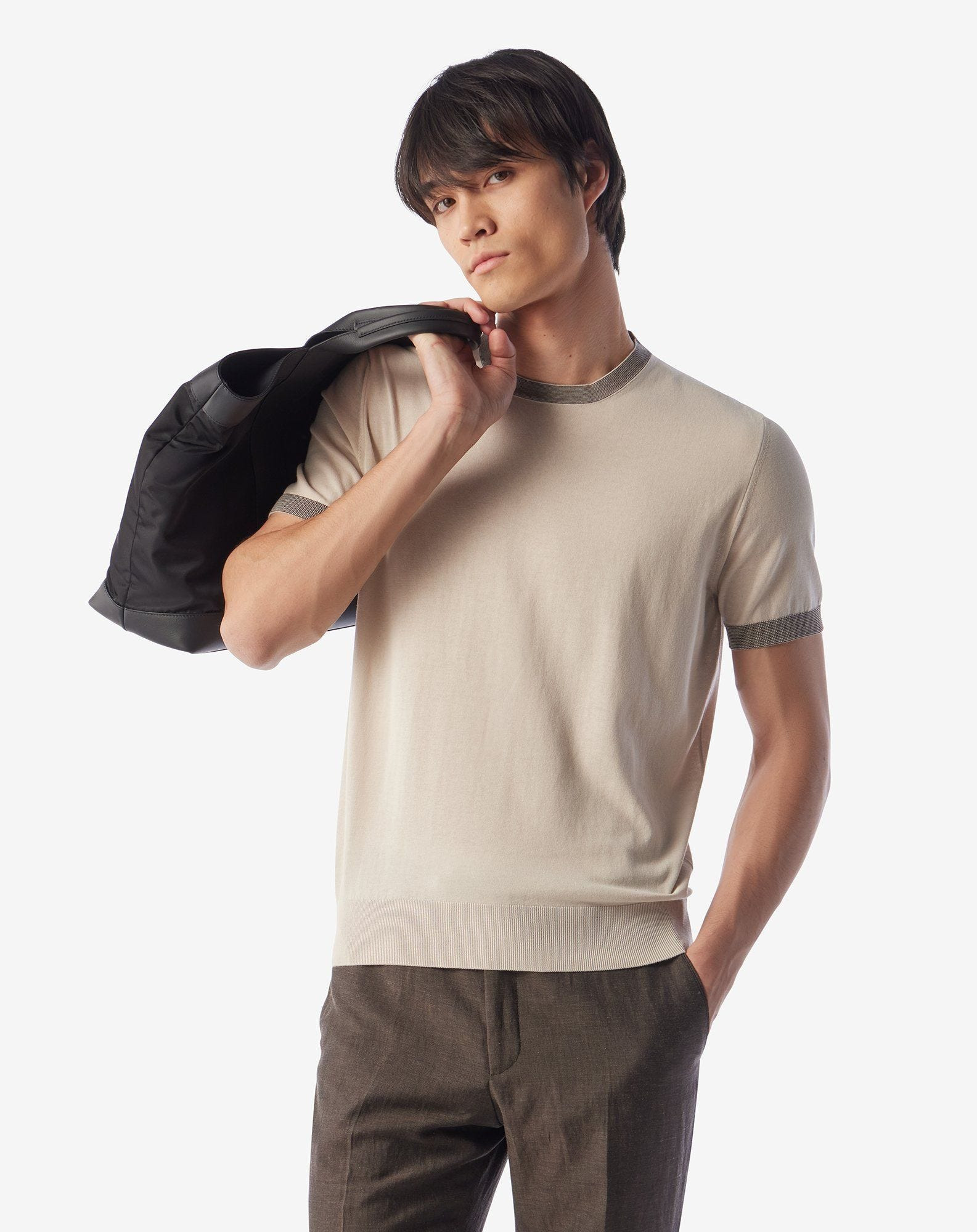 Nude crew neck knitwear made from ice cotton and silk - 2