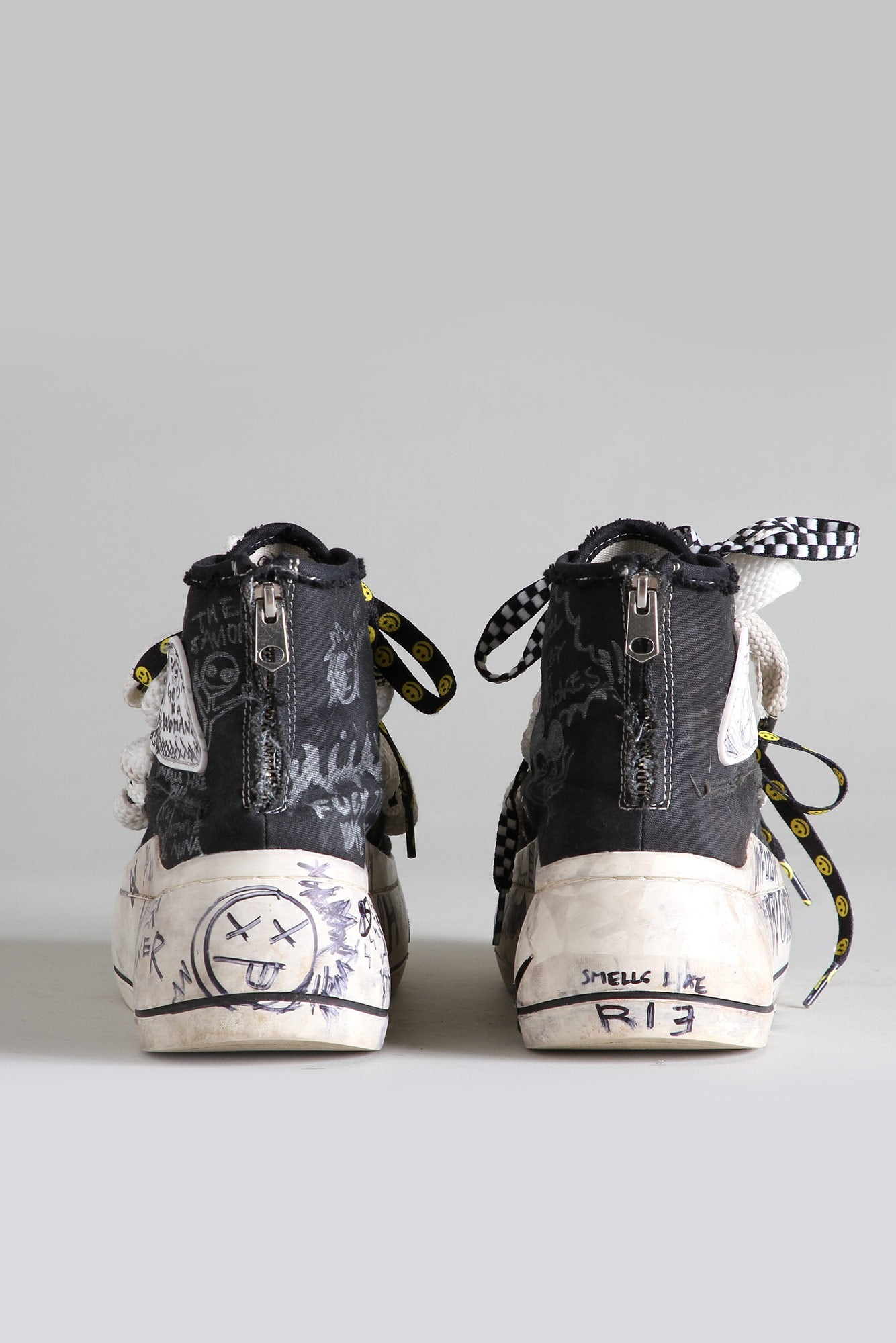 DOUBLE GROMMET KURT HIGH TOP SNEAKER - GRAFFITI BLACK - 3
