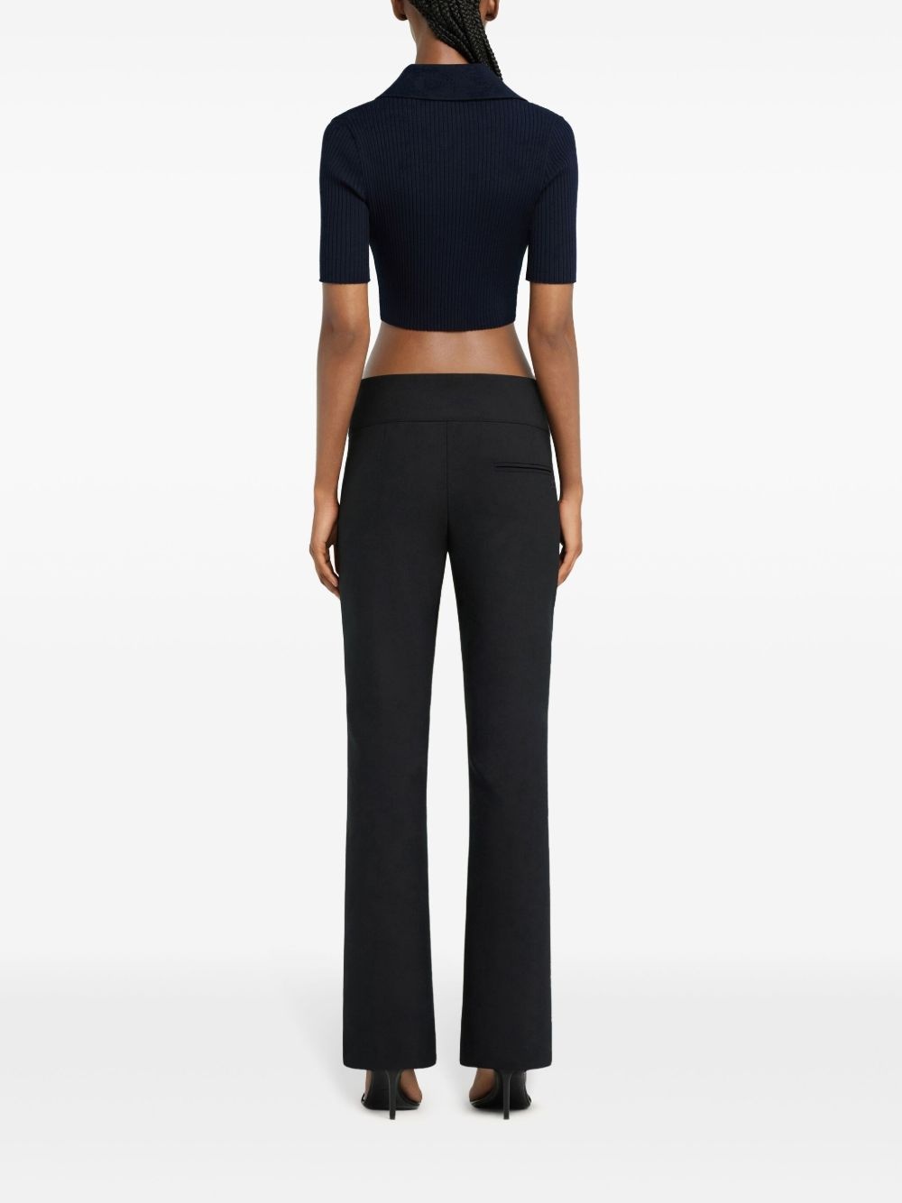knitted cropped polo top - 4