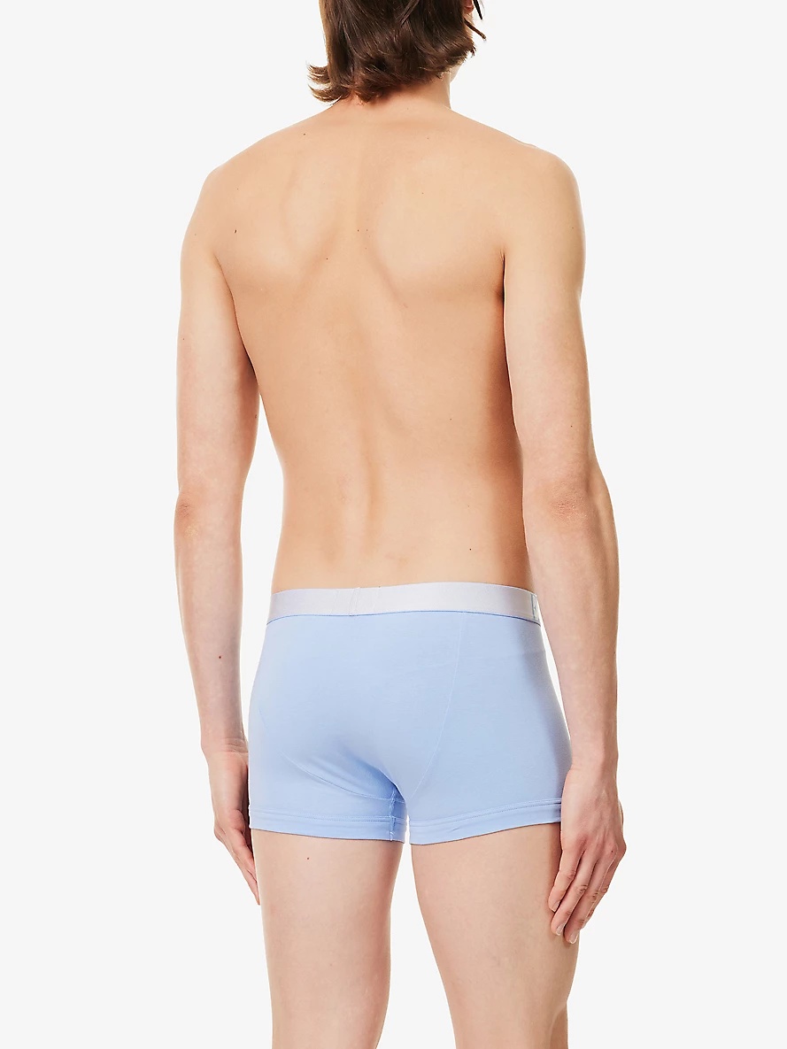 Branded-waistband pack of three stretch-organic-cotton trunks - 3