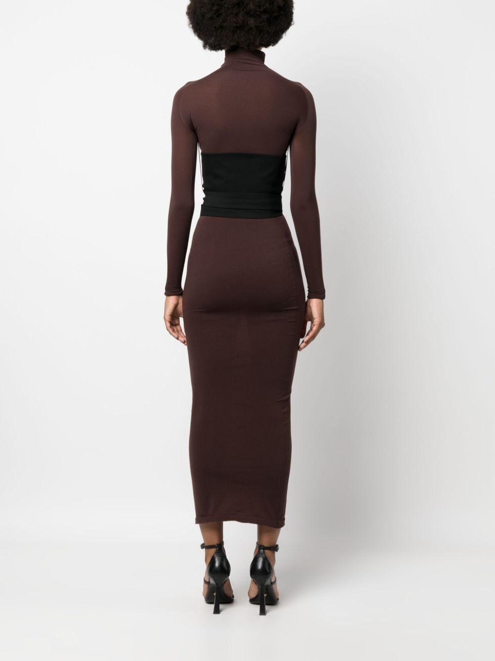 logo-embroidered midi dress - 4