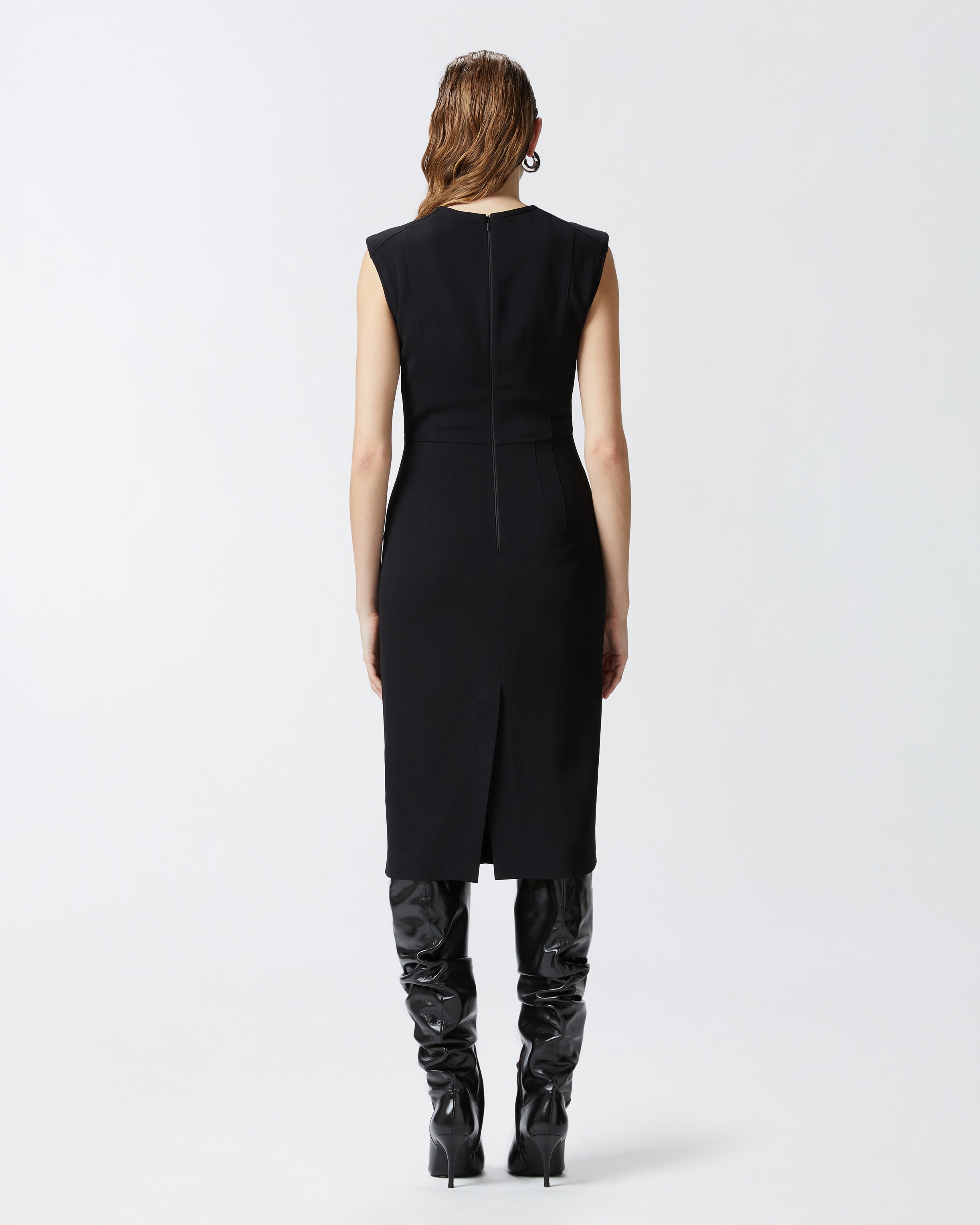 SLEEVELESS LONGUETTE DRESS IN TECHNICAL CADY - 4