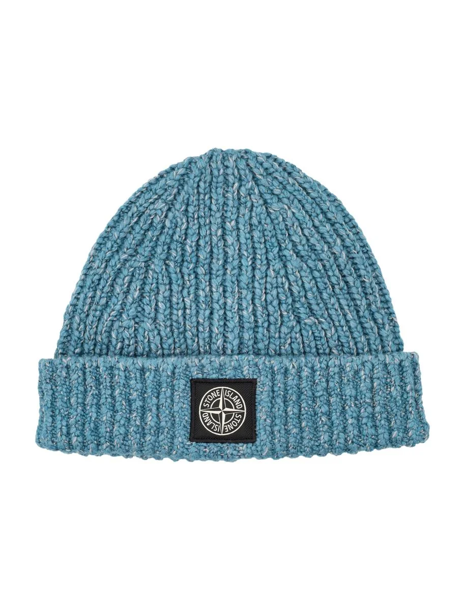 Stone Island Mouliné Wool Beanie With Compass Logo - 1