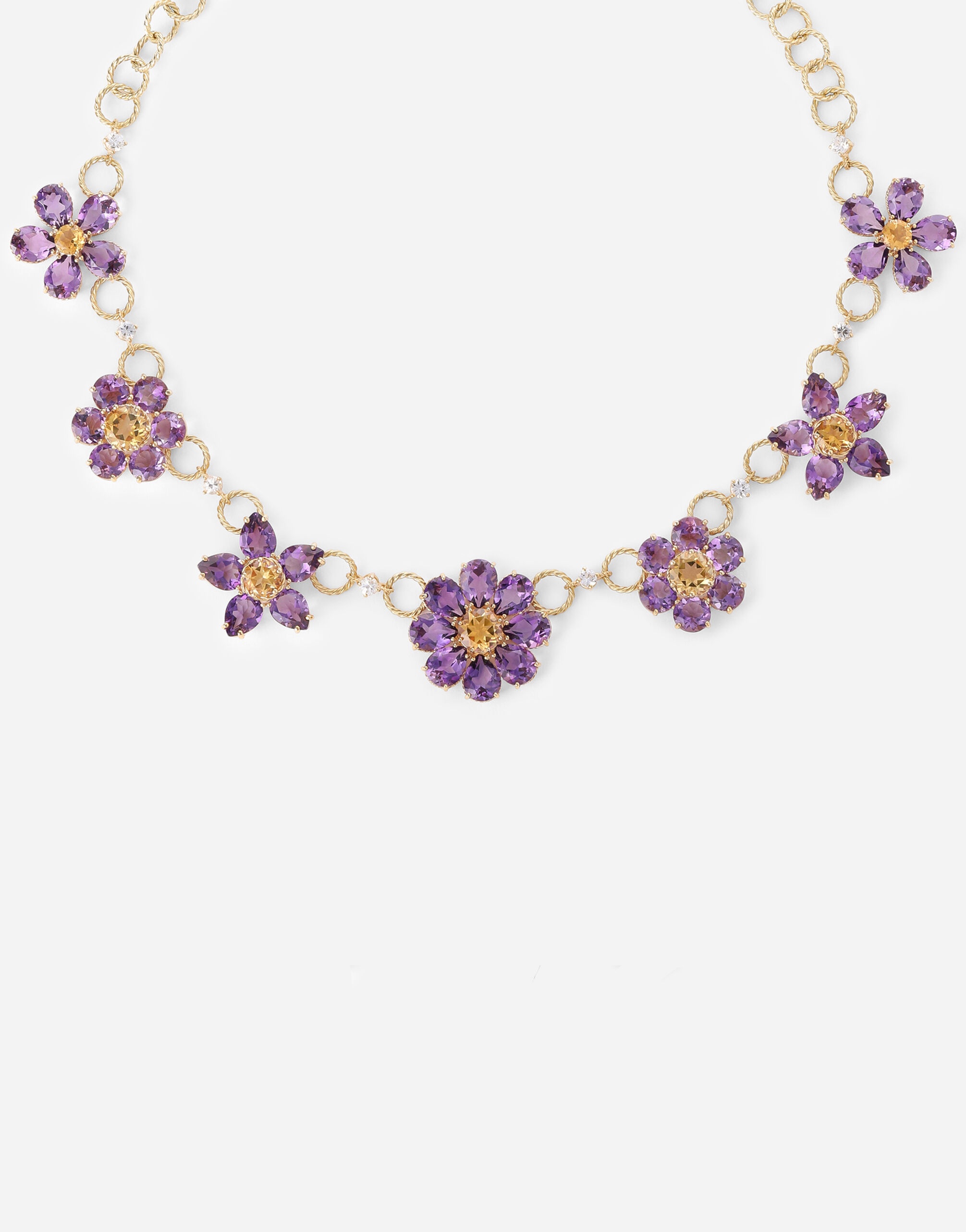 Spring Necklace 18 carat yellow gold, amethysts, citrines and sapphires - 2