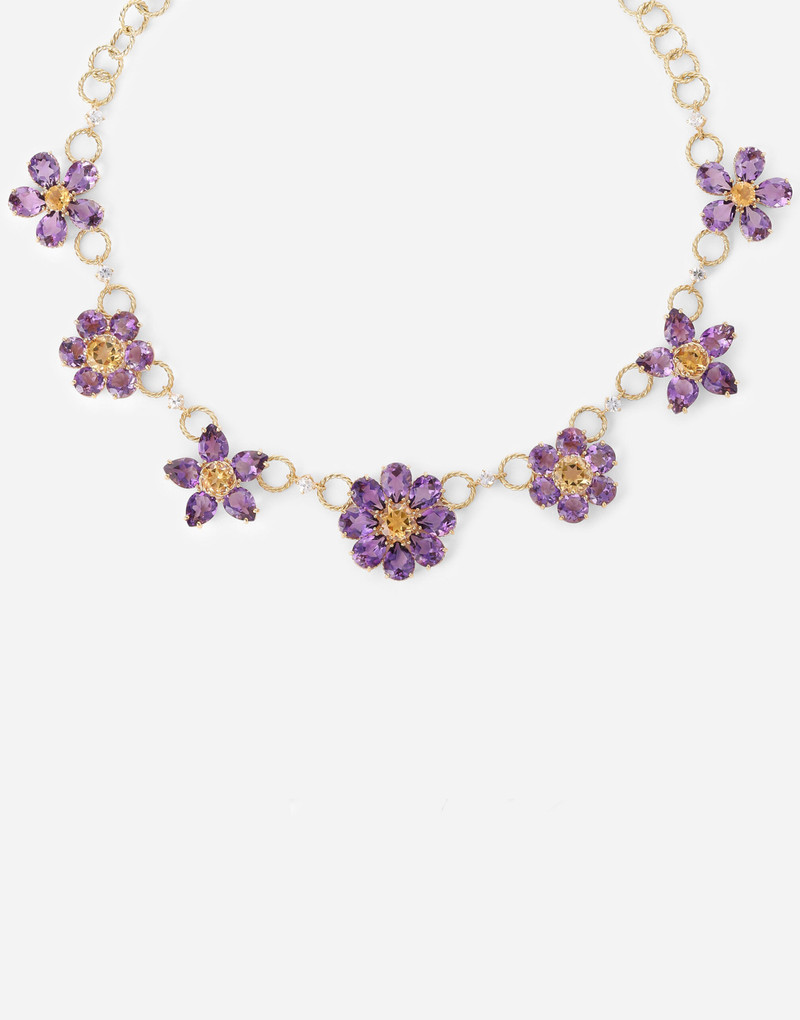 Dolce & Gabbana Spring Necklace 18 carat yellow gold, amethysts, citrines and sapphires outlook