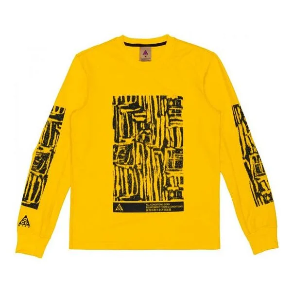 Men's Nike ACG Outdoor Sports Printing Round Neck Pullover Yellow BQ7205-728 - 1