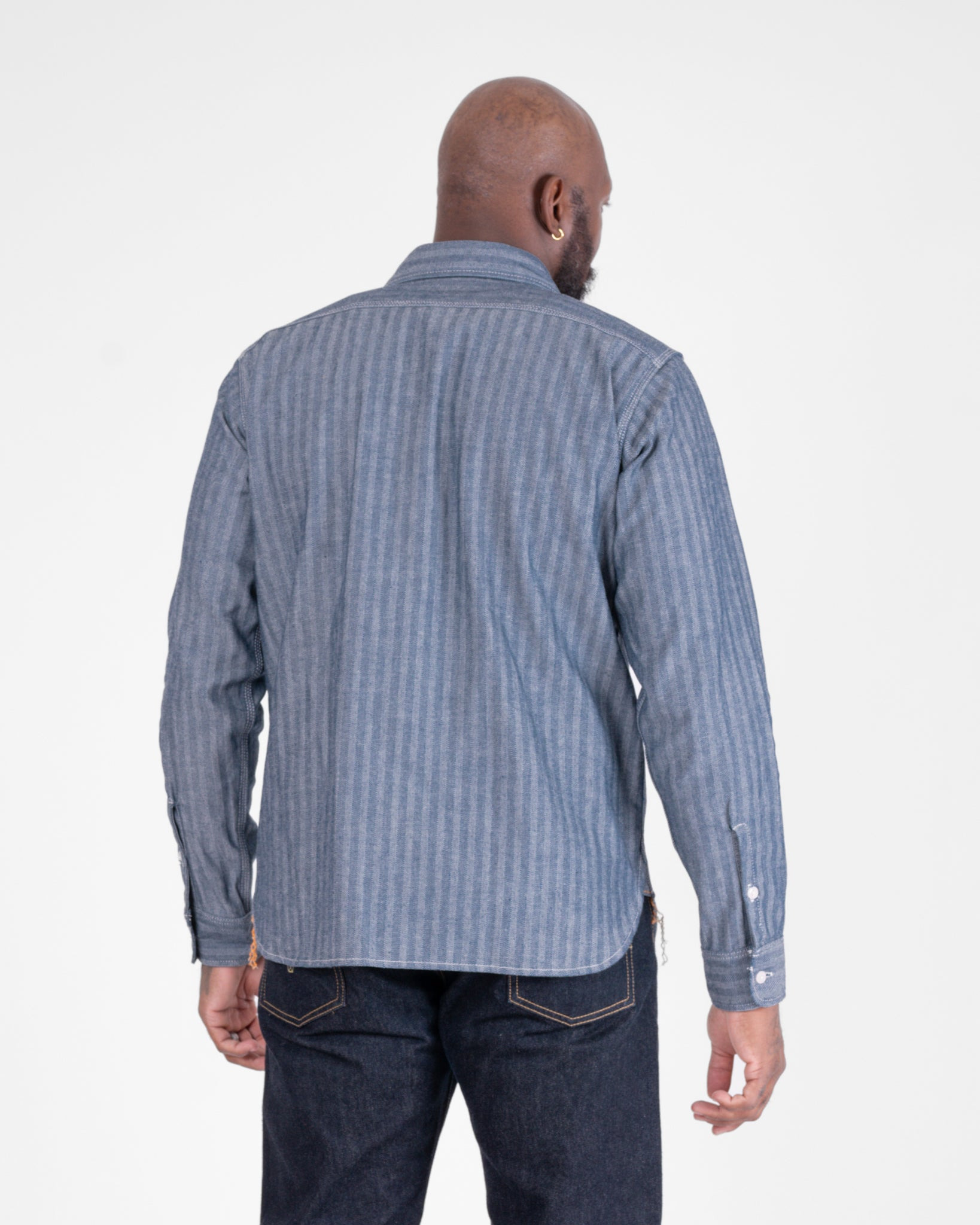 IHSH-308-IND 12oz Herringbone Work Shirt - Indigo - 3