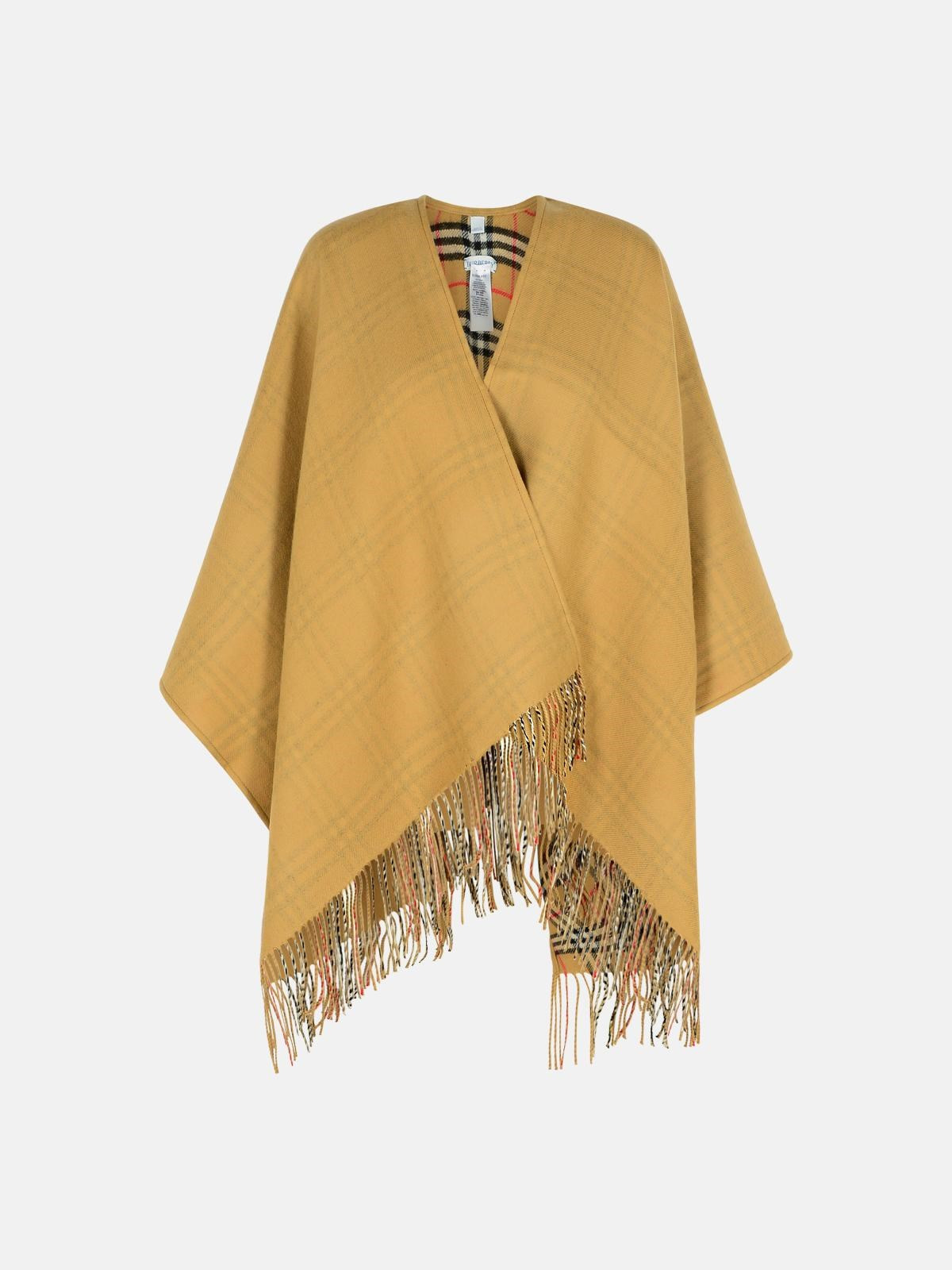 REVERSIBLE 'CHECK' BEIGE WOOL CAPE - 1