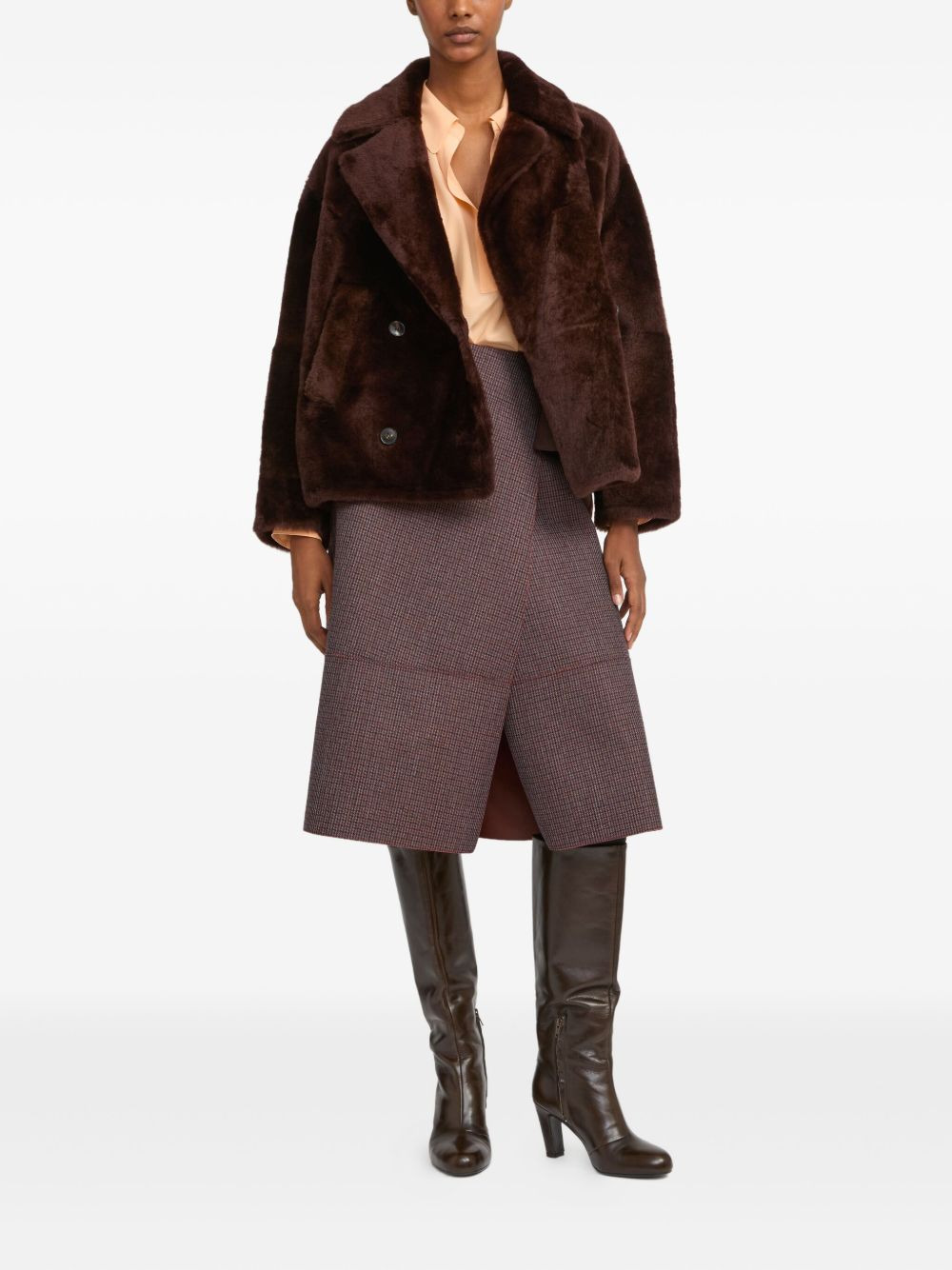 double-breasted shearling jacket - 2