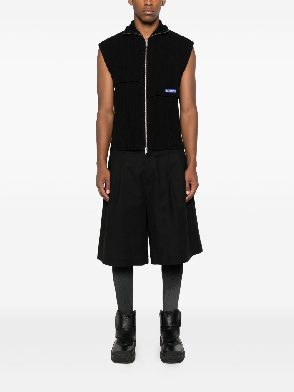 ribbed zip-front vest - 2