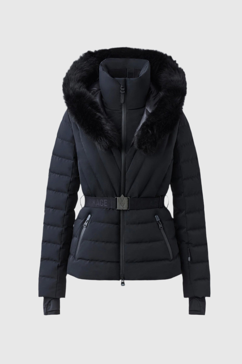 ELITA-ZR Down ski jacket with removable blue fox fur trim 1