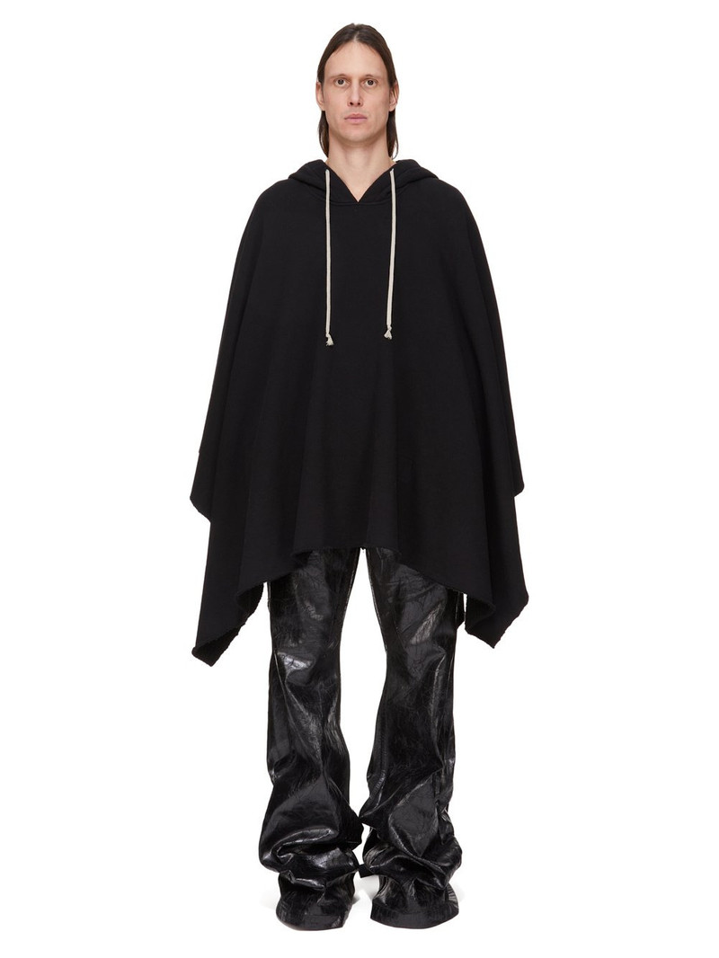 raw-edge drawstring poncho hoodie - 1