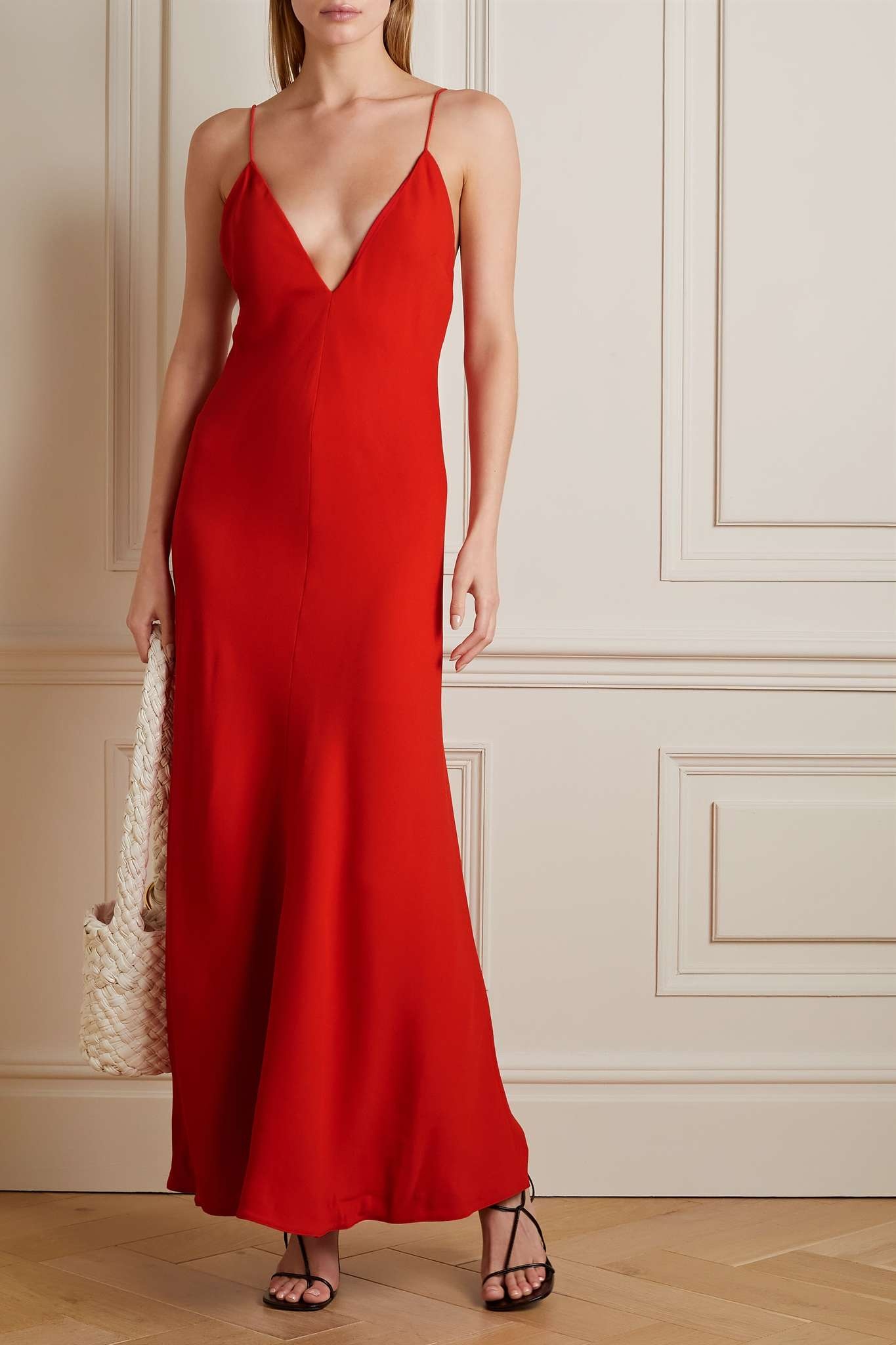 ワンピース STELLA MCCARTNEY COMPACT CREPE MAXI V-NECK DRESS Stella McCartney Compact Crepe V-Neck Maxi Dress | REVERSIBLE