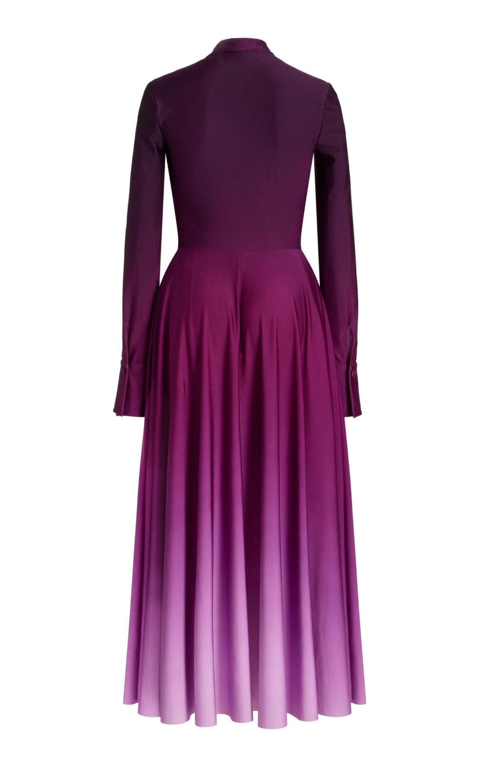 Long-Sleeve Button-Front Ombre Jersey Maxi Dress - 5