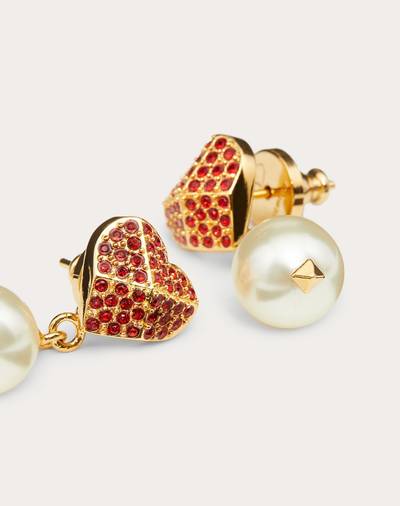 Valentino Valentino VLoveTN metal, pearl and crystal heart earrings outlook