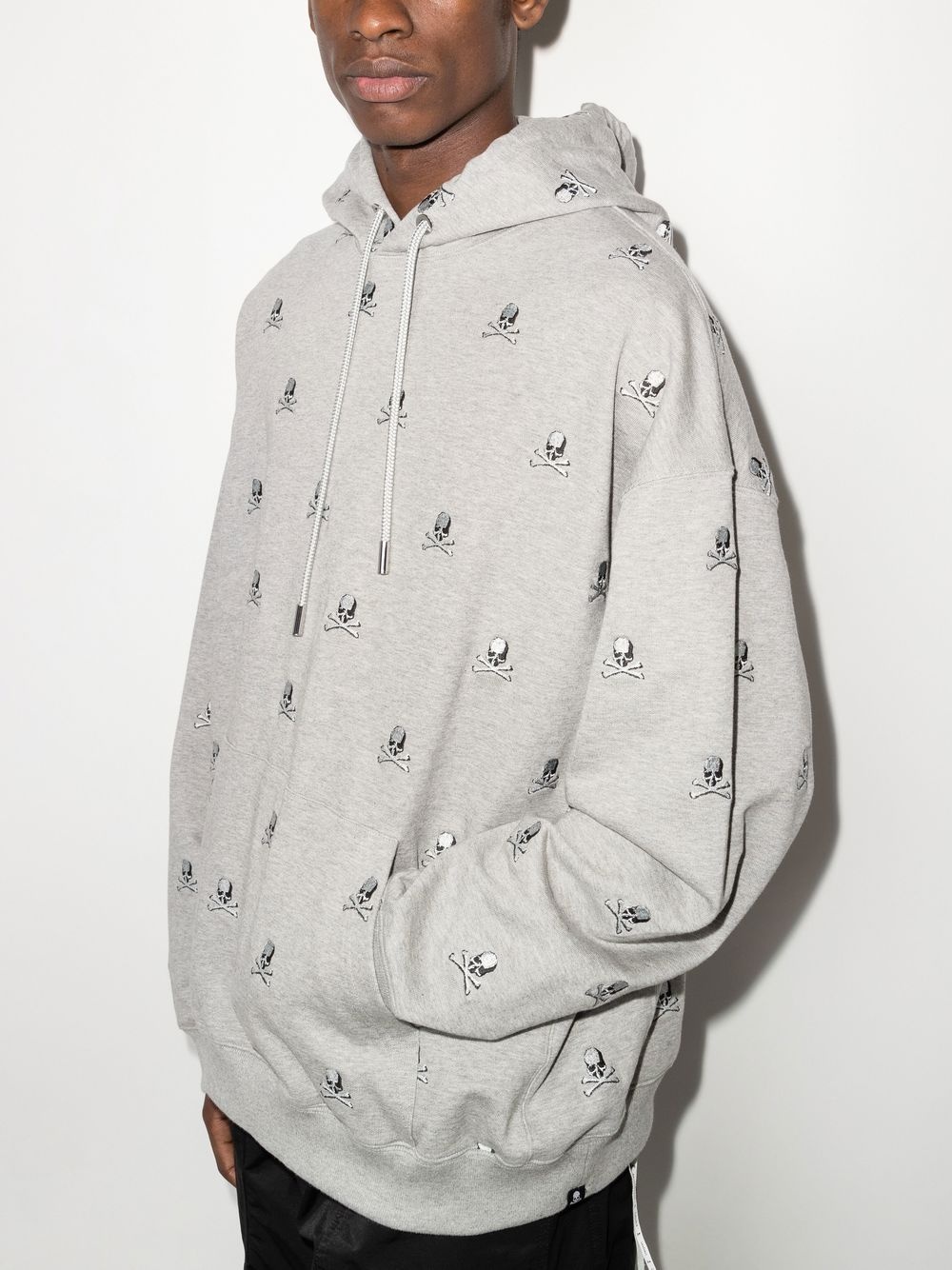 Skull embroidered drawstring hoodie - 2