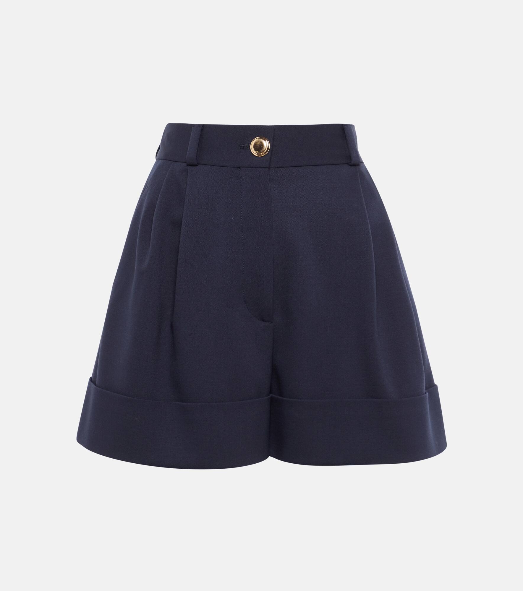 High-rise wide-leg wool shorts - 1
