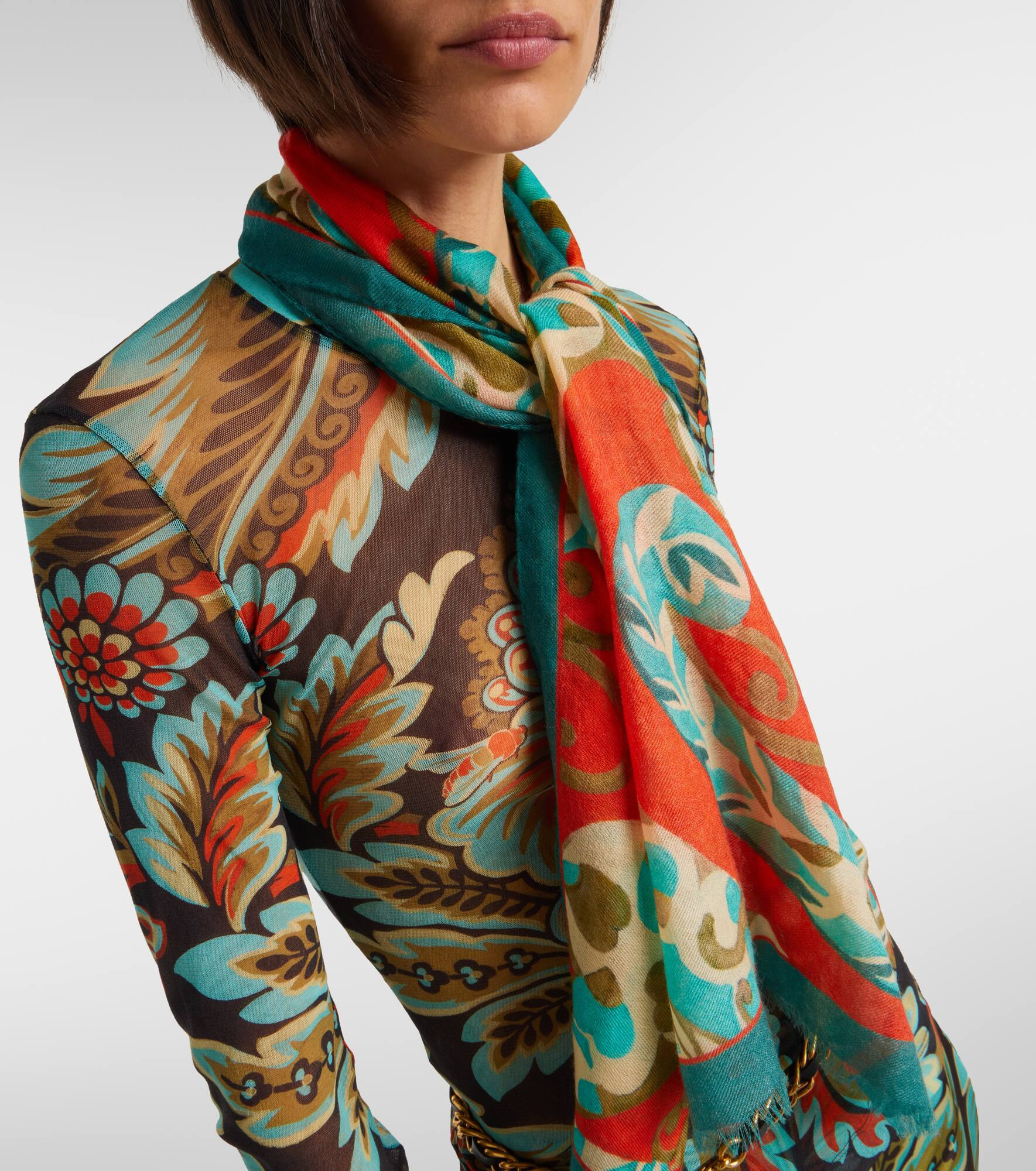 Tosca printed wool and cashmere scarf - 3