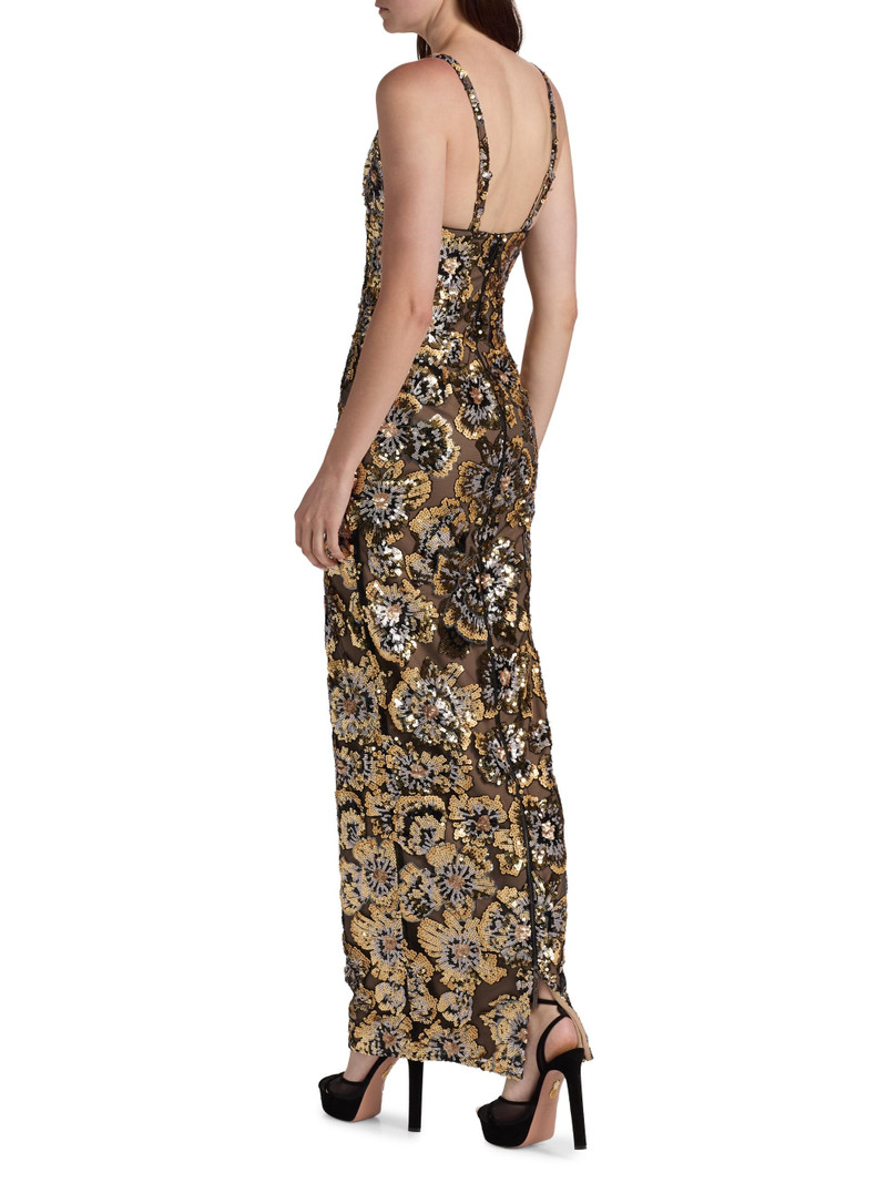 Women's Allegra Sequined Sleeveless V-Neck Gown - Gold Multi 5