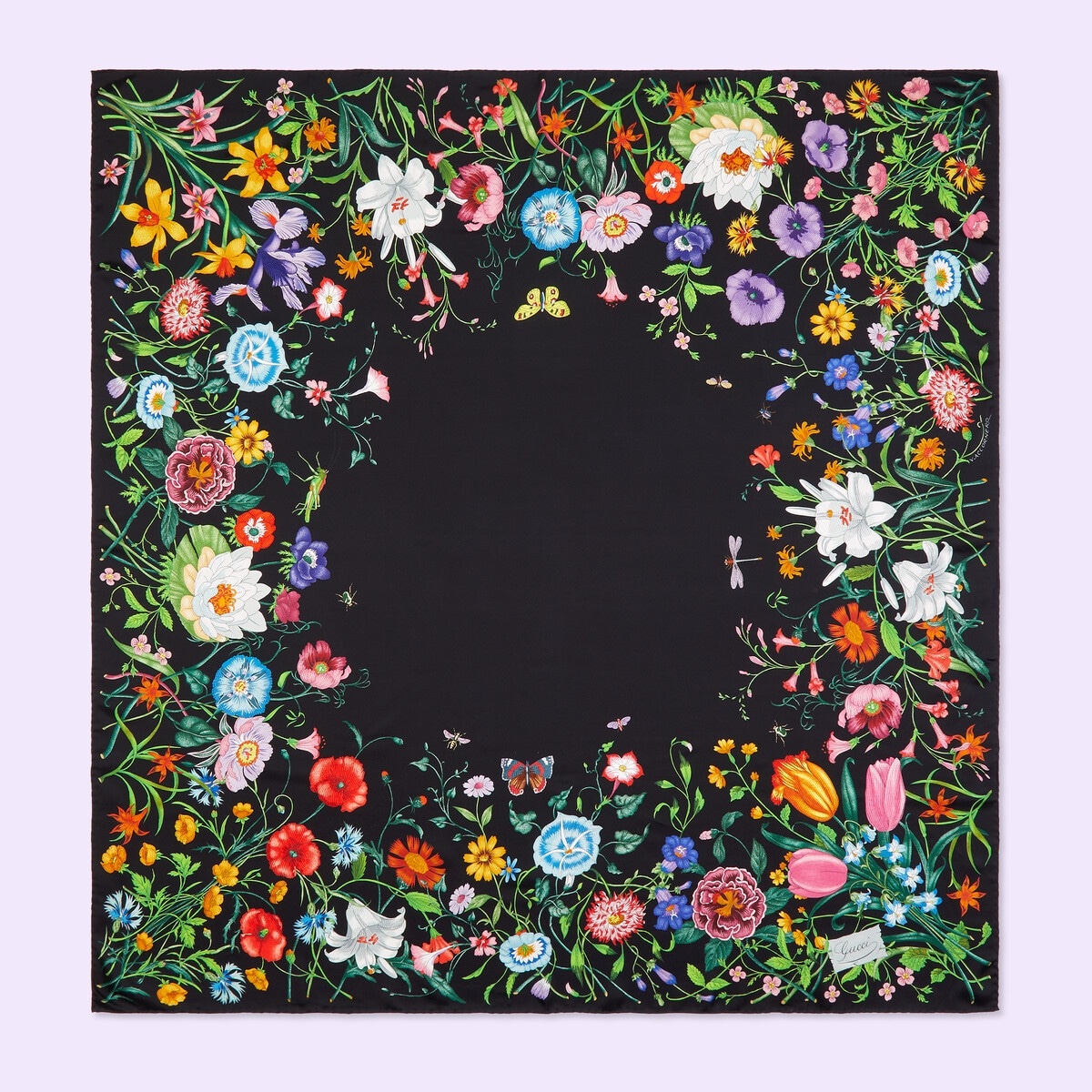 Flora print silk shawl - 1