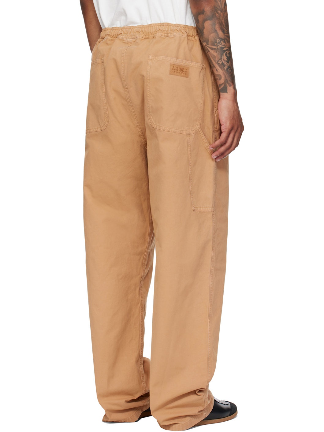 Beige Cotton Canvas Trousers - 3