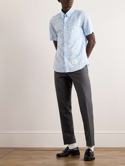 Thom Browne Button-Down Collar Logo-Appliquéd Printed Cotton-Voile Shirt outlook