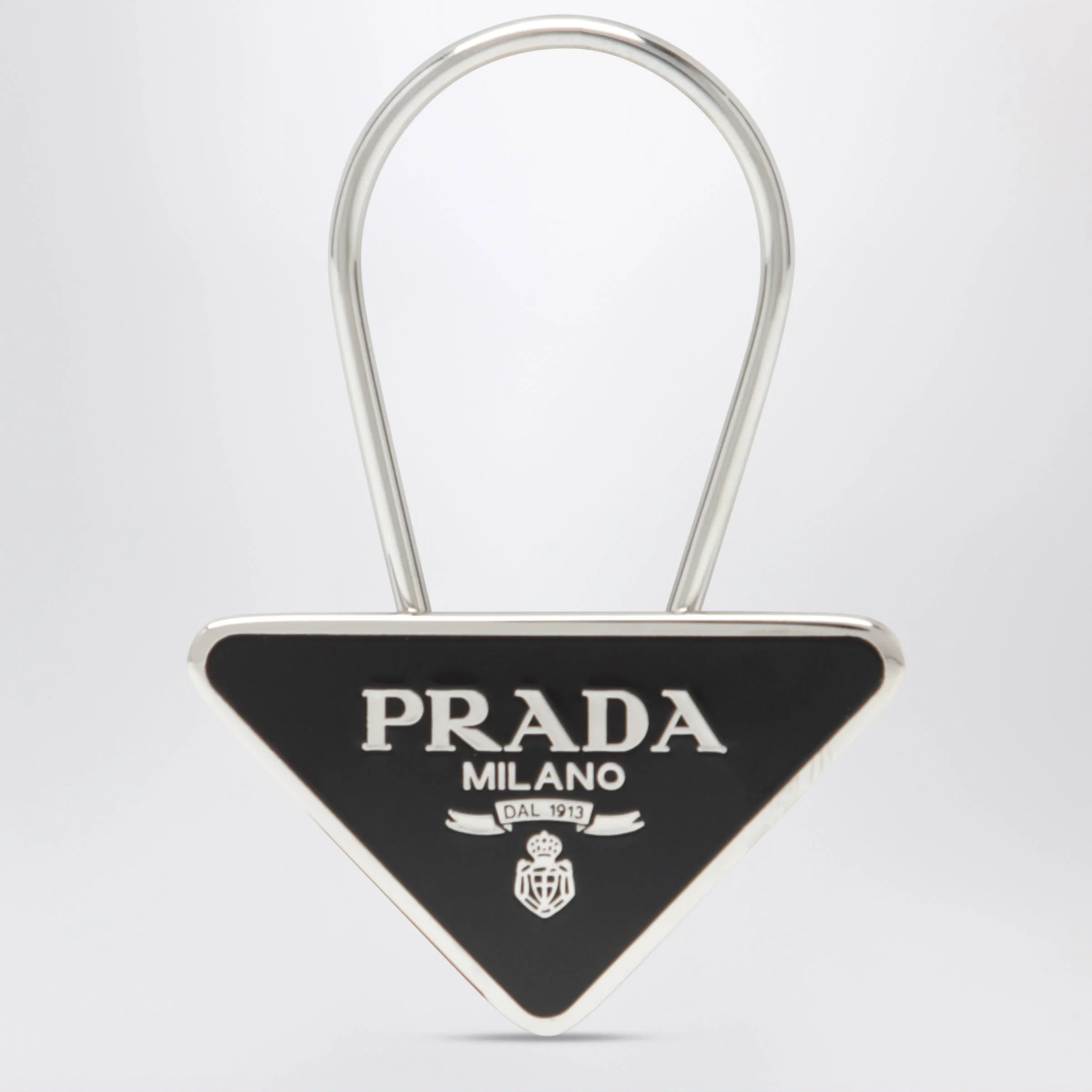 Prada Black/Silver Keyring In Enamelled Metal Men - 1