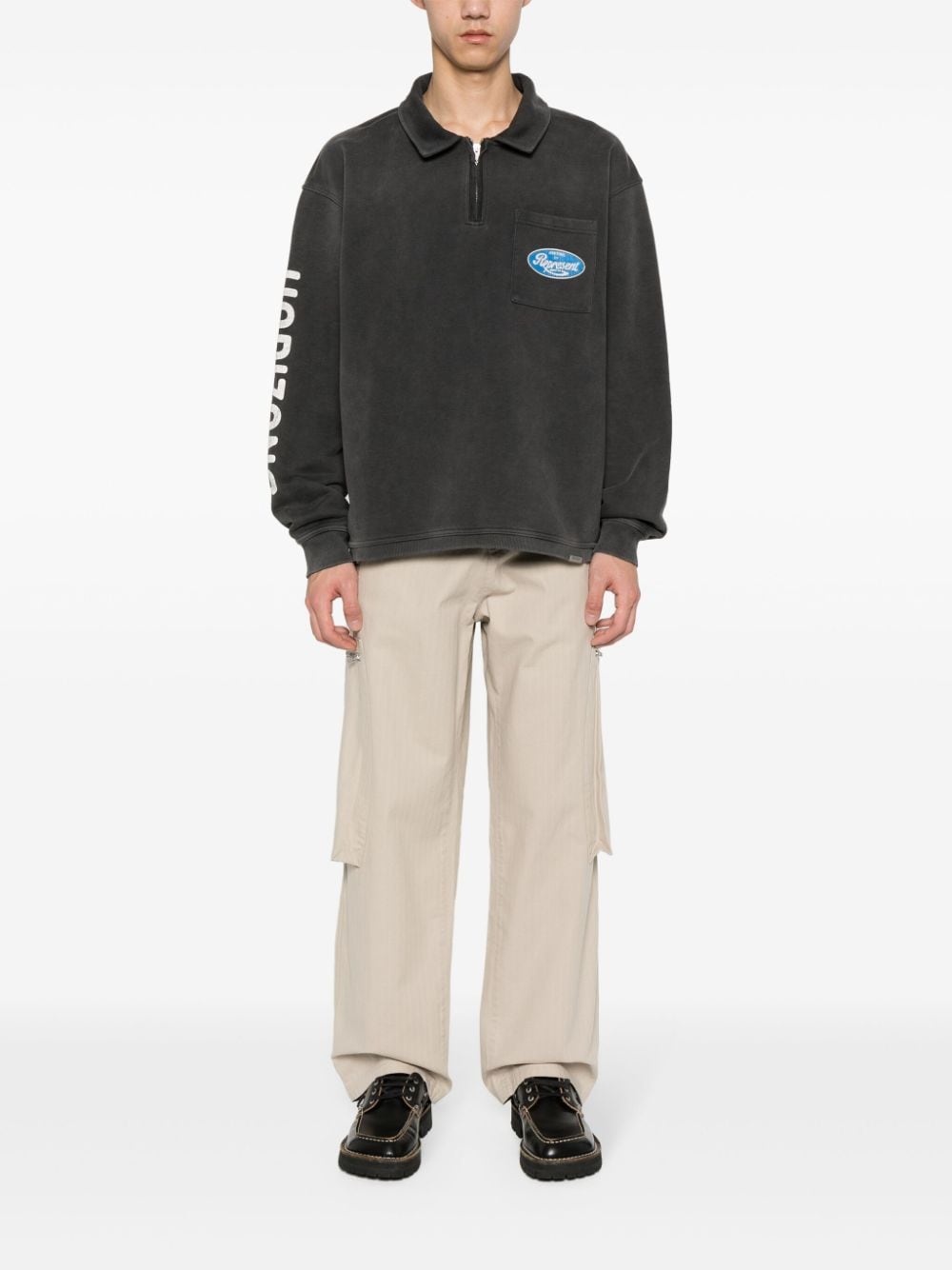 embroidered-logo cotton trousers - 2