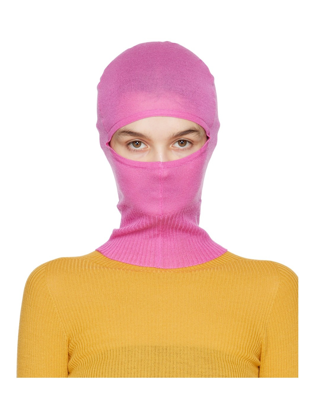 Pink Ribbed Balaclava - 1