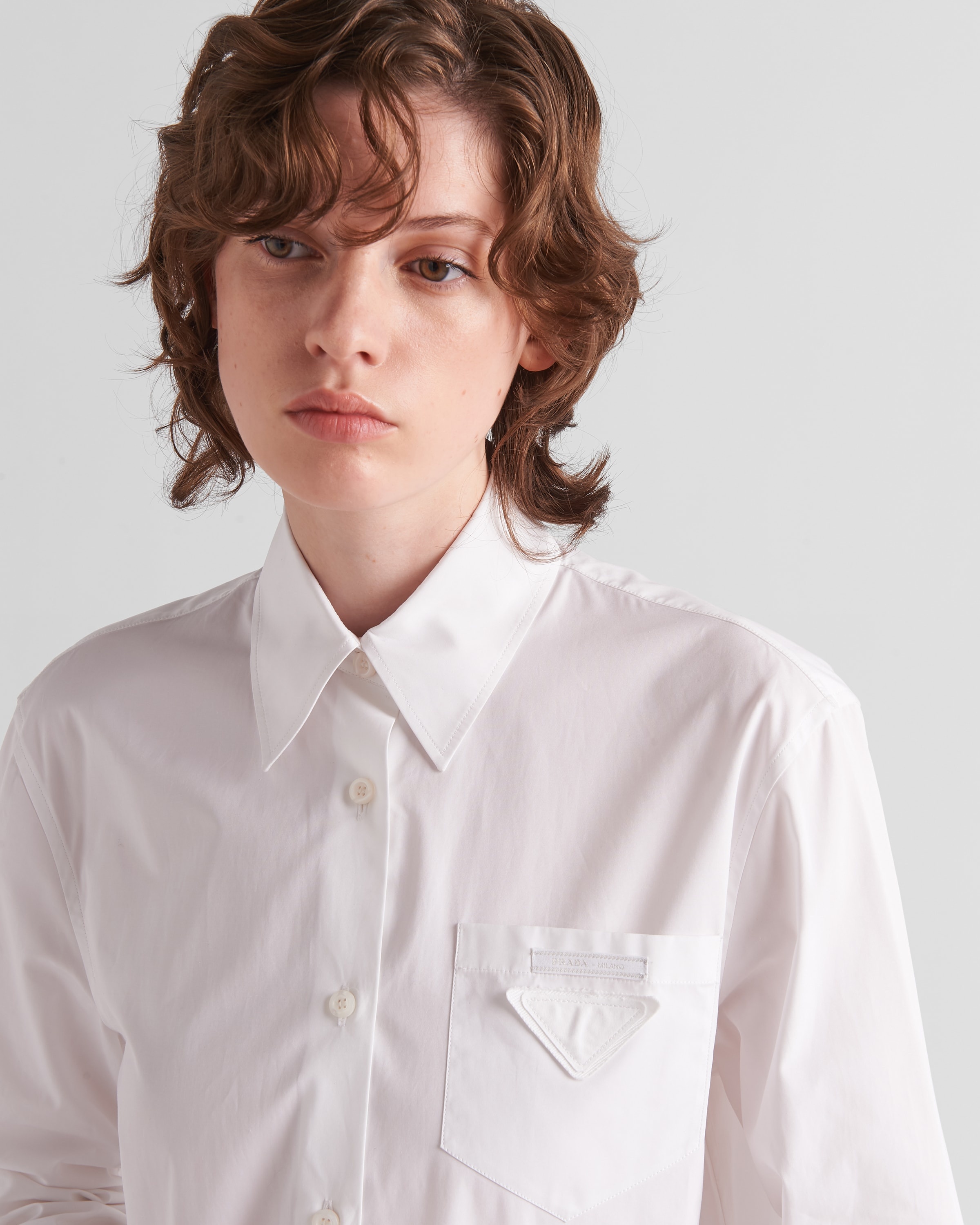 【プラダ・PRADA】Poplin chemisier dress Prada Poplin Shirt Dress | White | FARFETCH