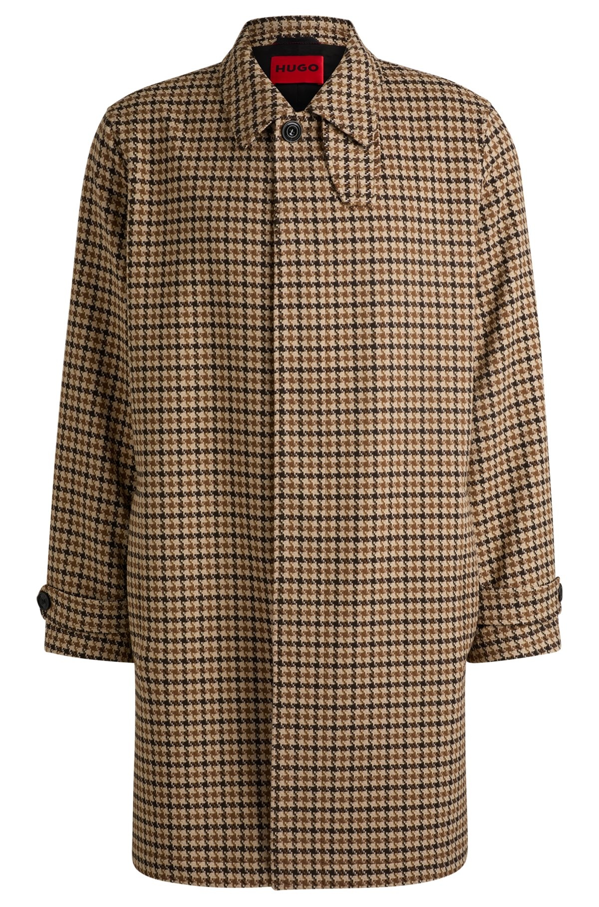 HOUNDSTOOTH-CHECK REGULAR-FIT COAT WITH CONCEALED CLOSURE - 1