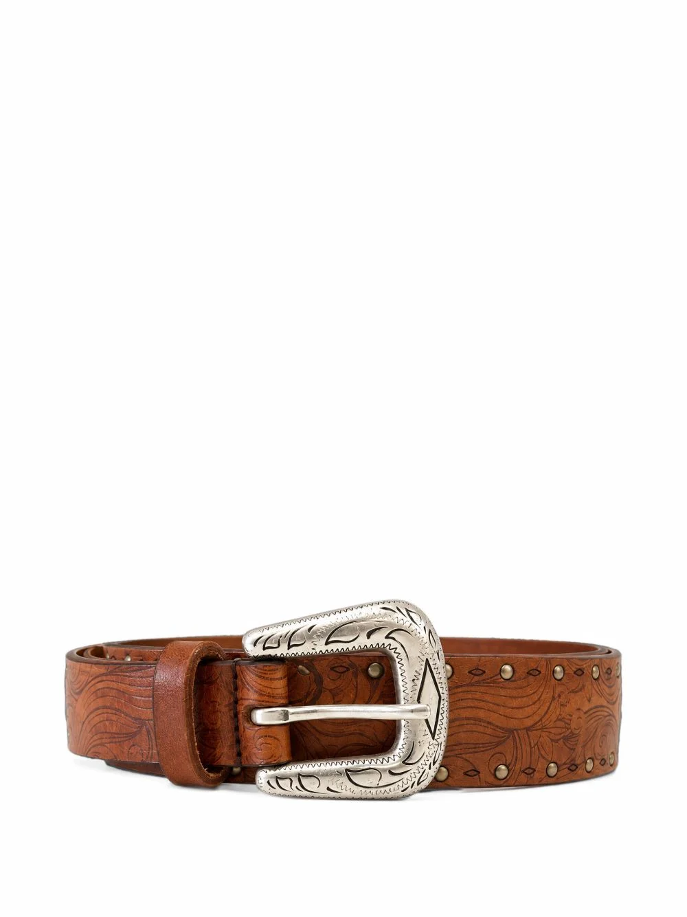 floral-embossed studded belt - 1
